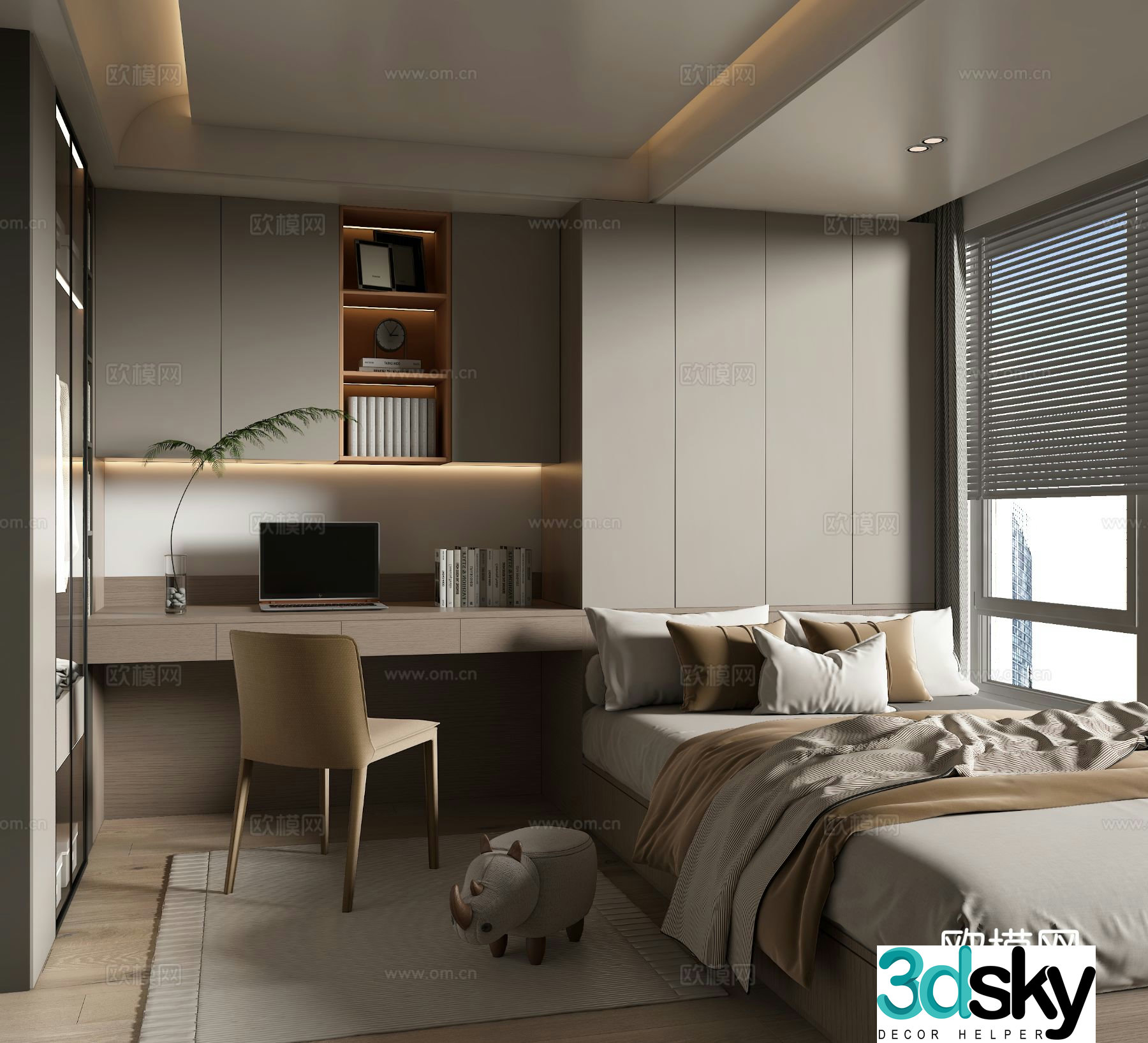 Modern tatami bedroom 3d model