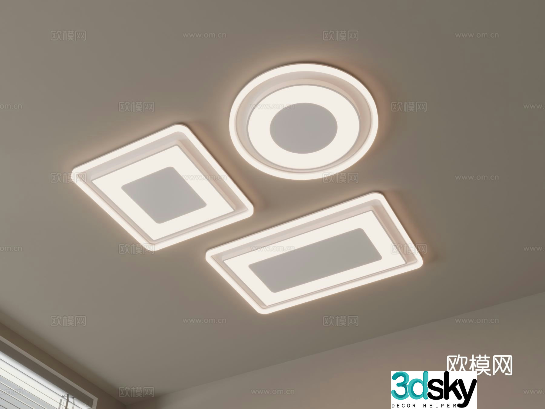Geometric ceiling lamp bedroom lamp 3d model