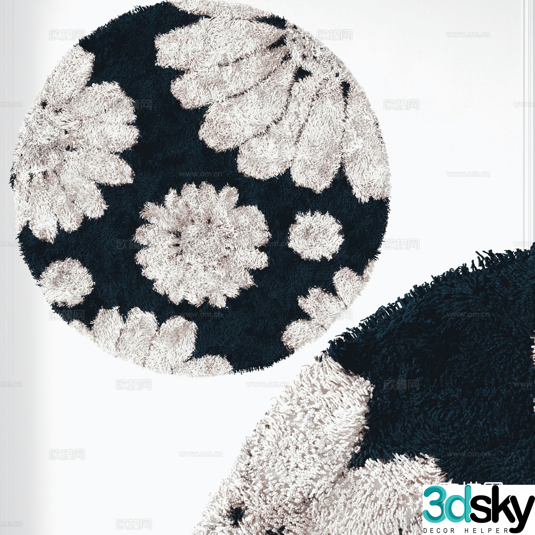 Modern round carpet flower carpet 3d model