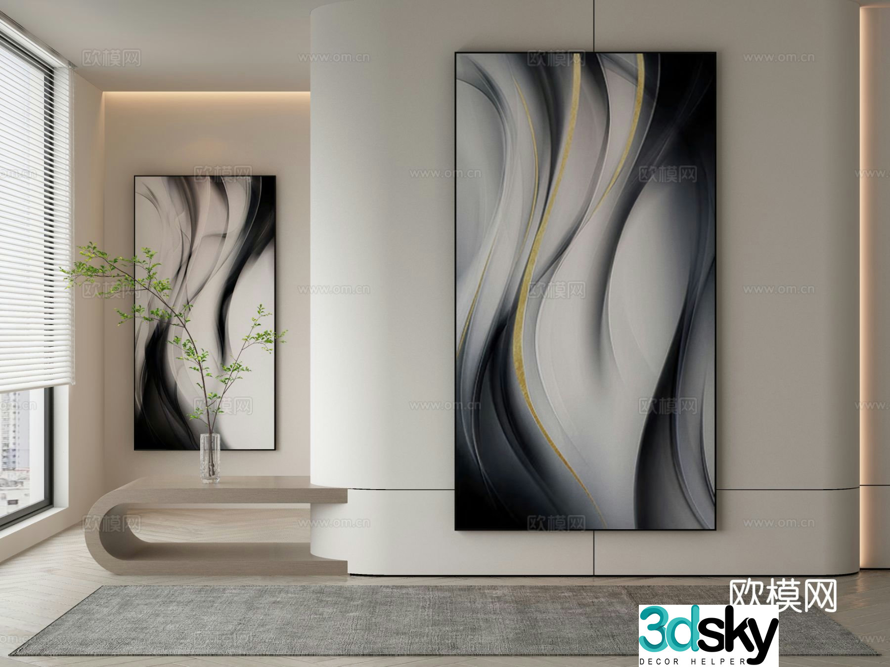 Modern texture painting decorative painting 3d model