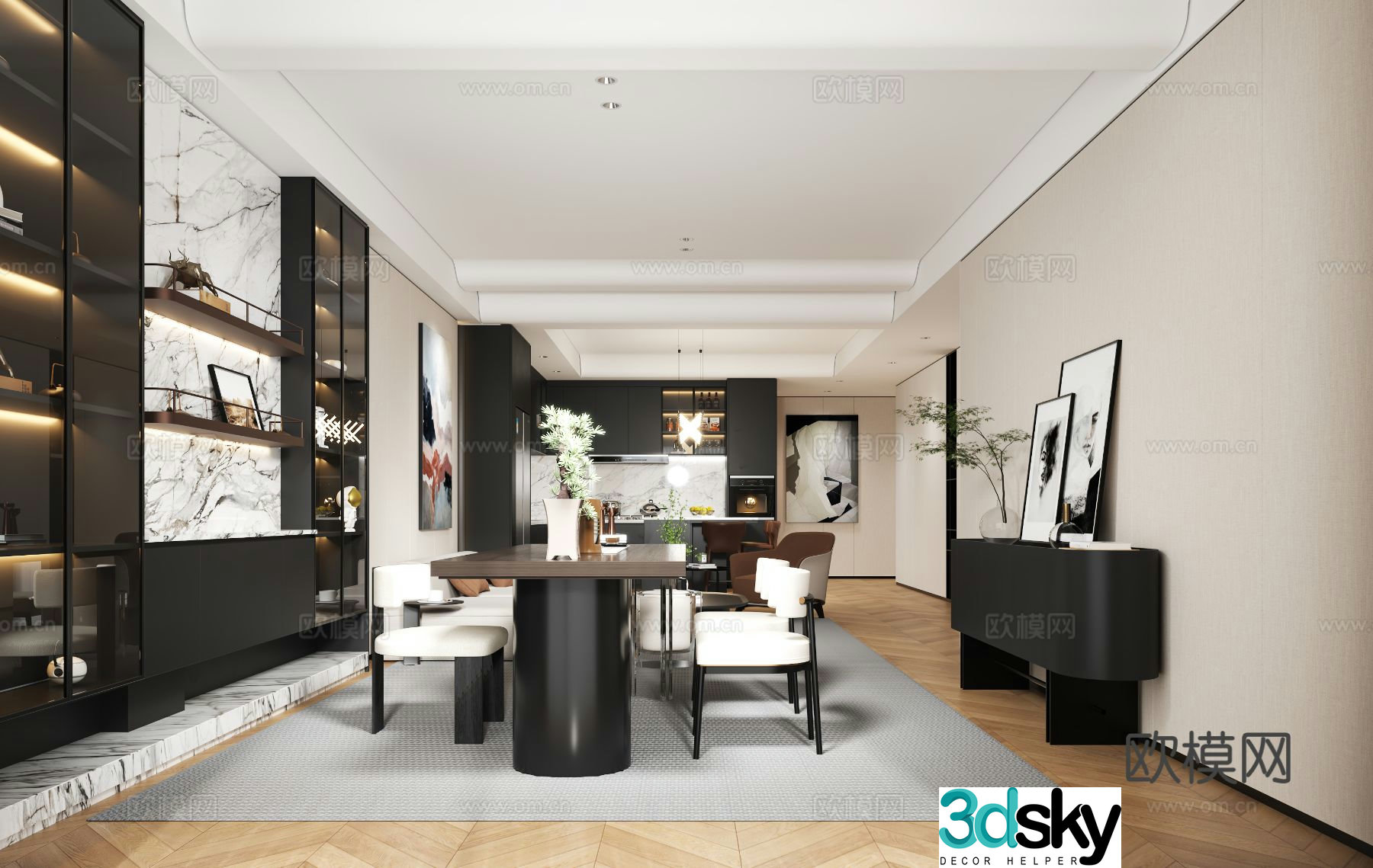 Modern guest restaurant 3d model