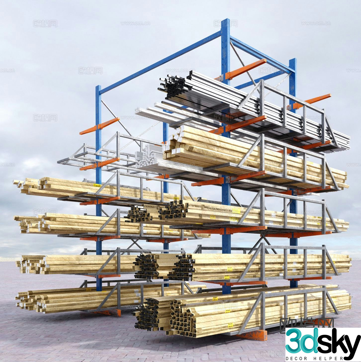 goods shelves warehouse goods warehouse shelves 3d model