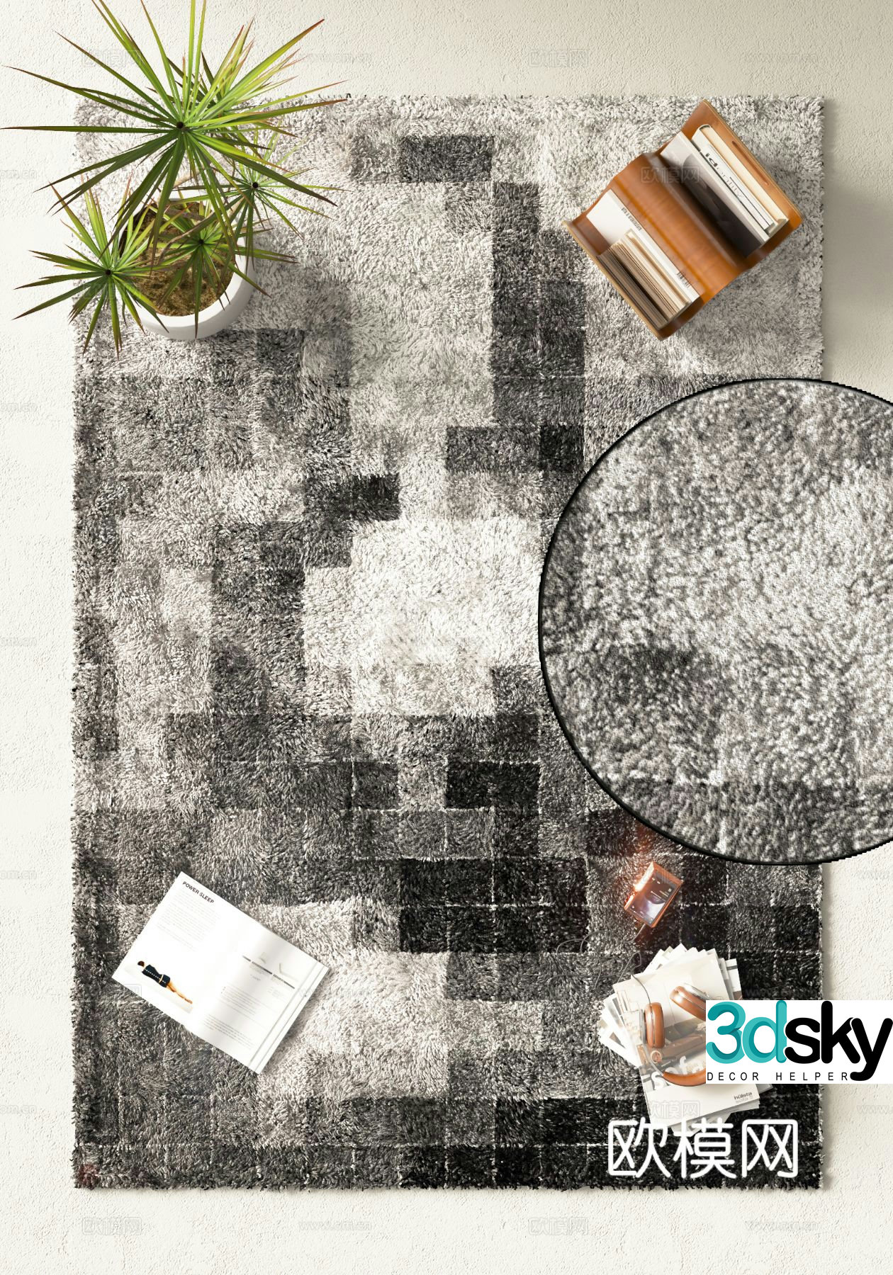 square carpet plush carpet 3d model