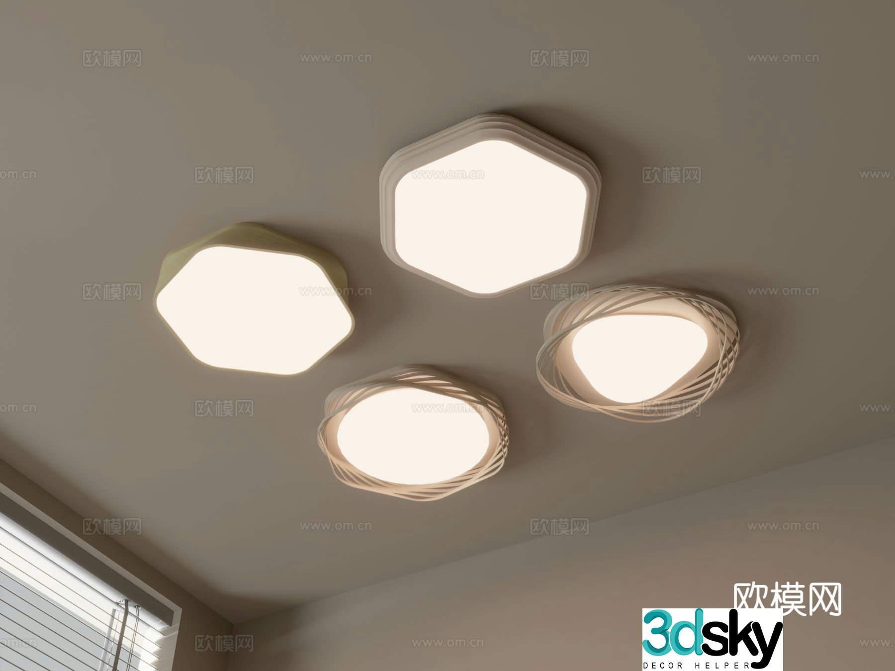 Geometric ceiling lamp bedroom lamp 3d model