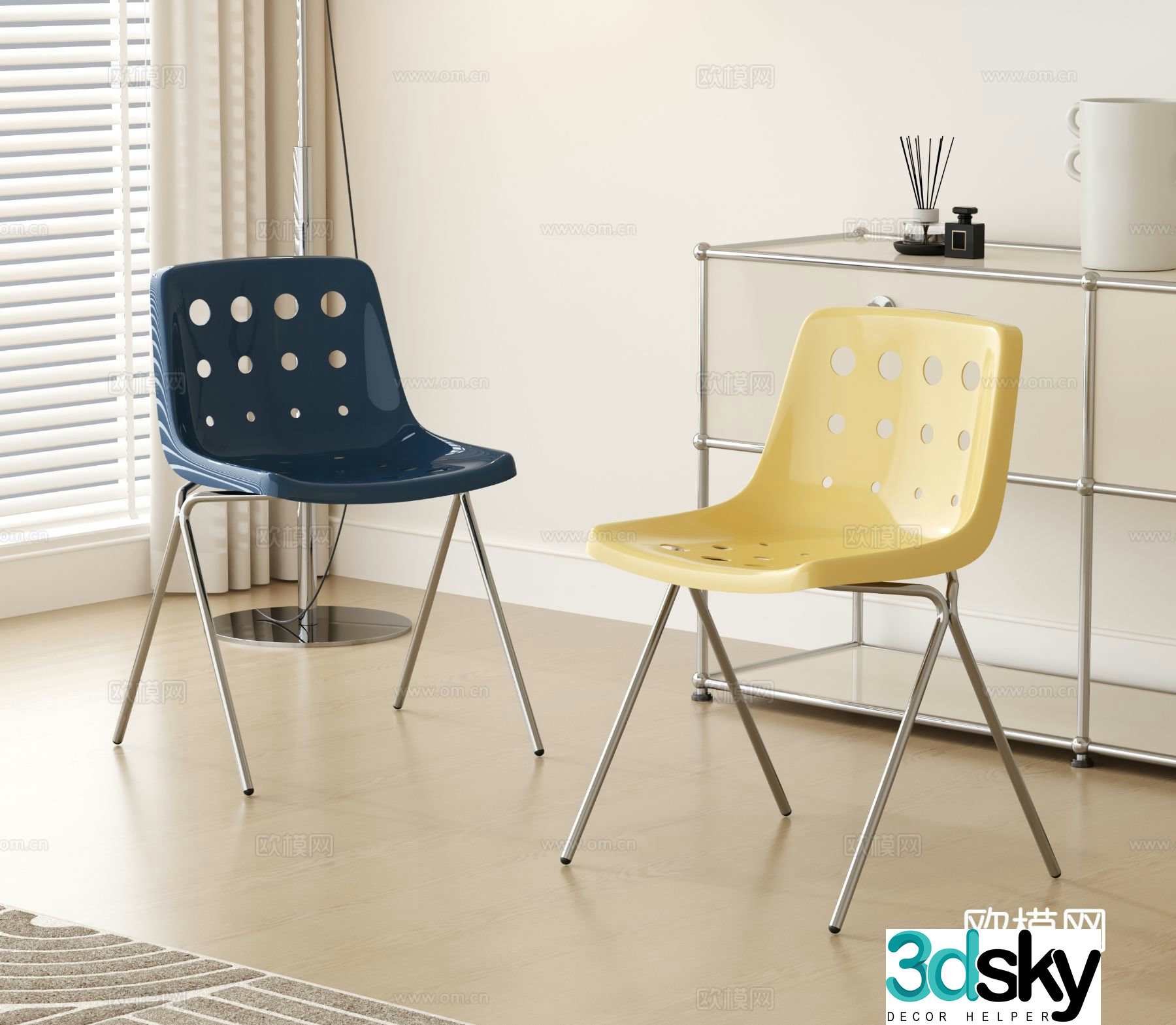 Cream style cheese chair chair 3d model