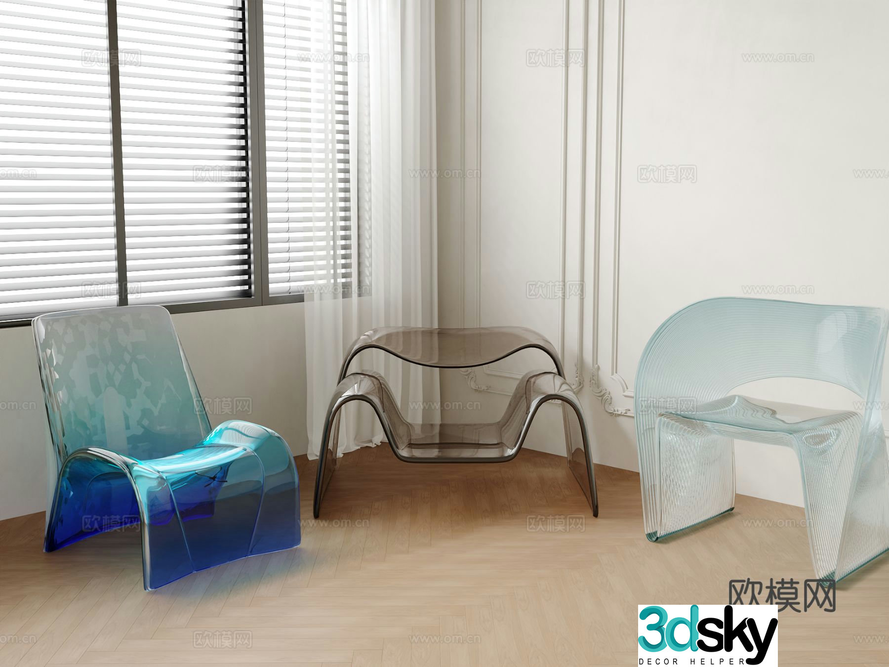 Transparent chair acrylic dining chair 3d model