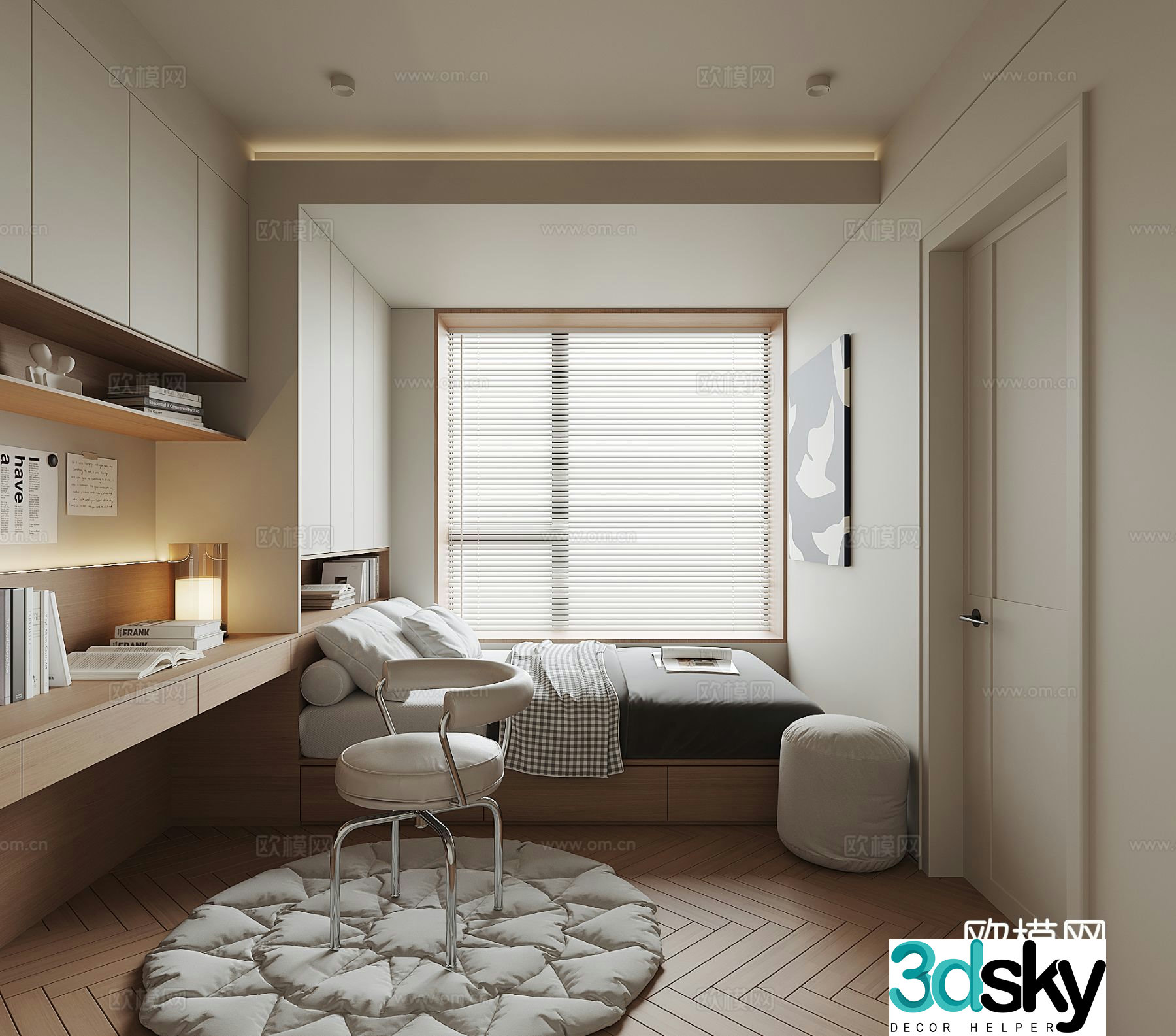 Modern tatami bedroom 3d model
