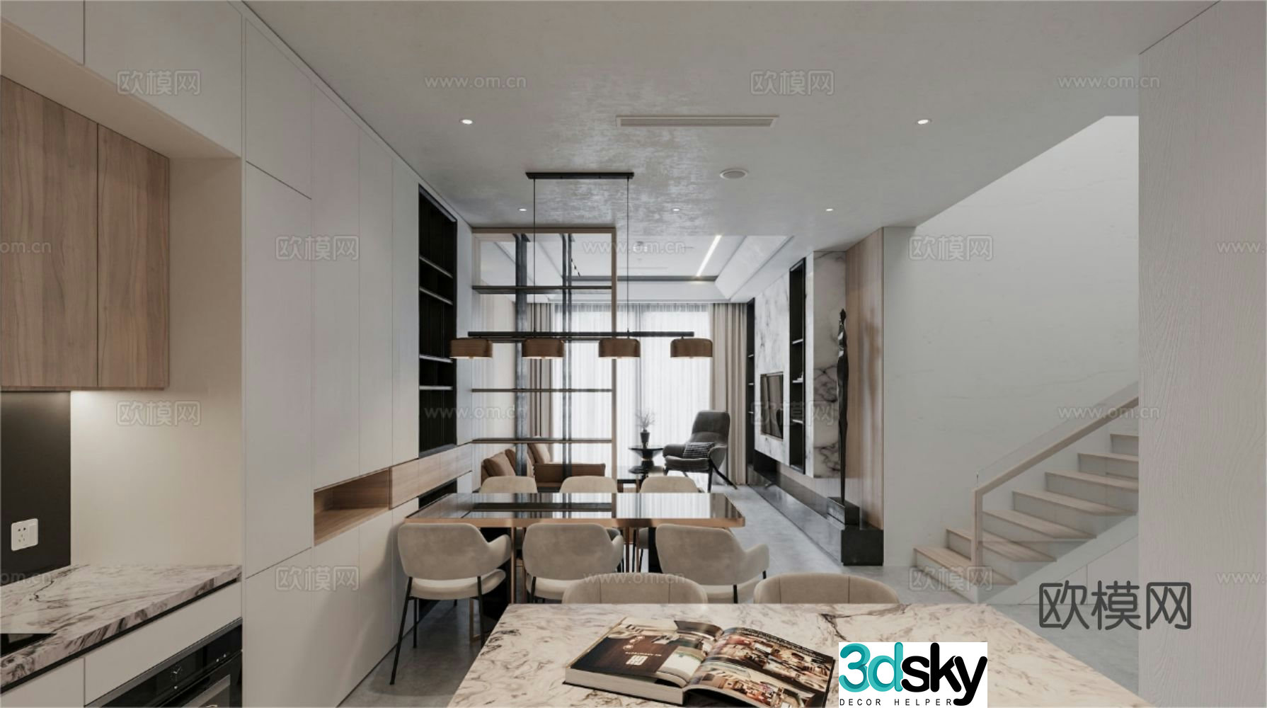 Open kitchen island cabinet 3d model