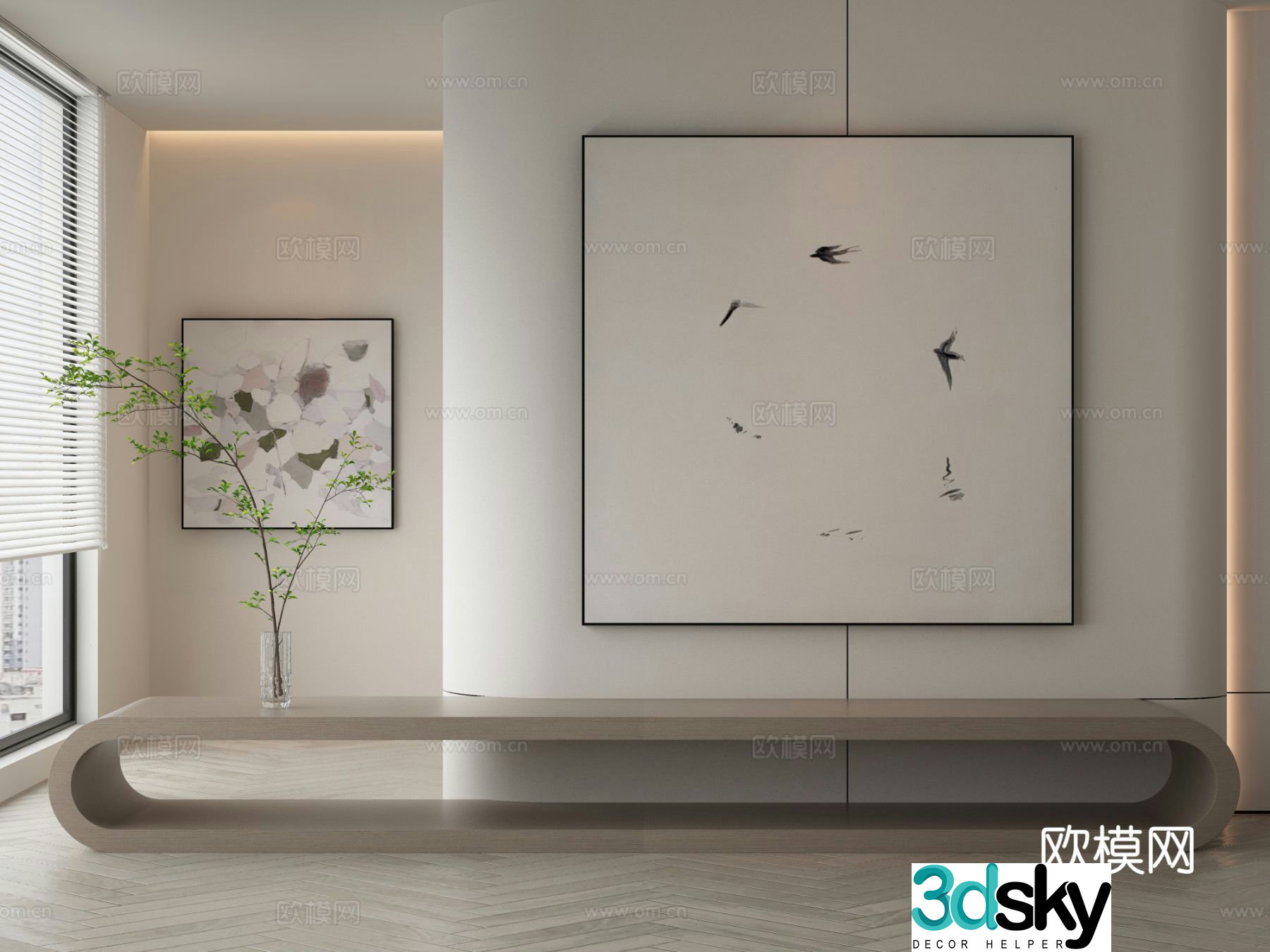 Modern texture painting decorative painting 3d model
