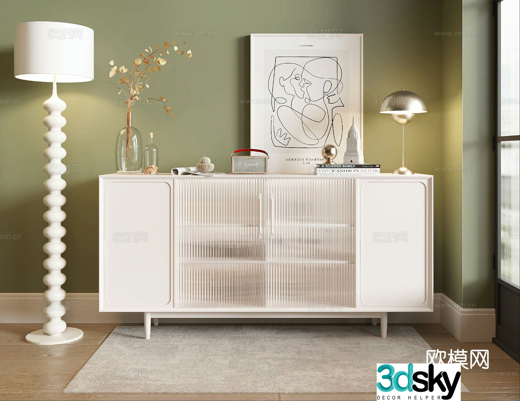 Cream style sideboard 3d model