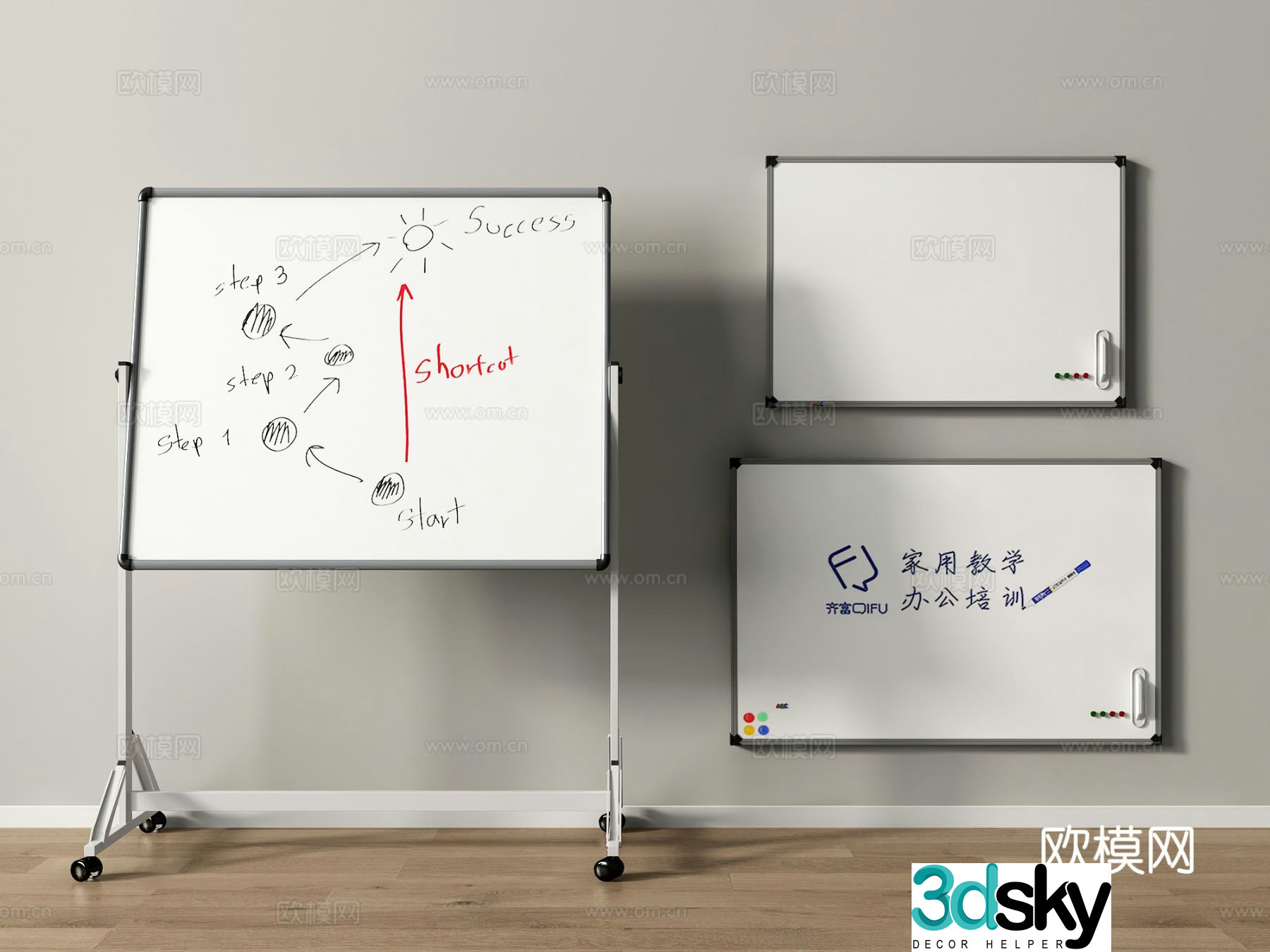 Office whiteboard writing board teaching board 3d model