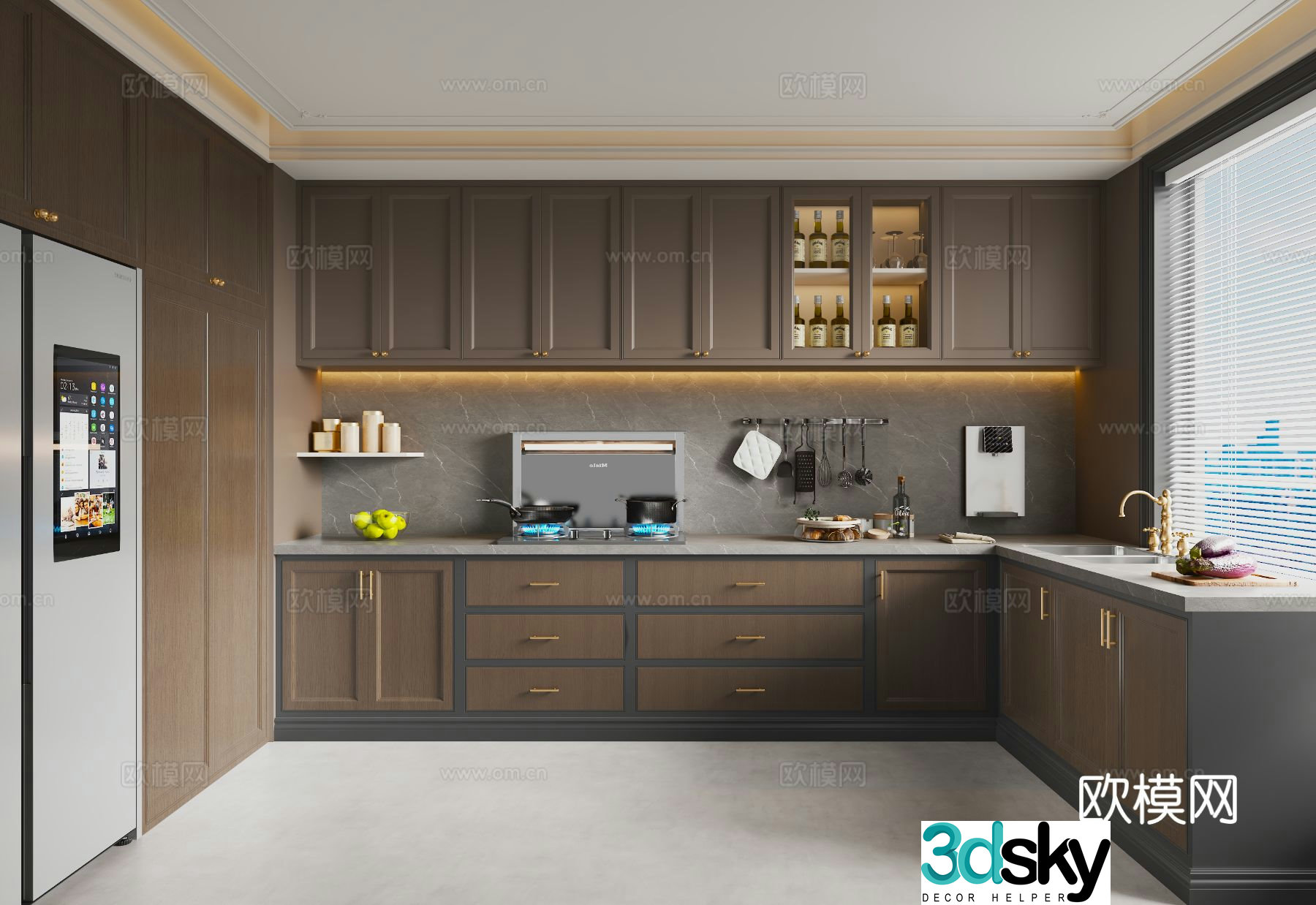 Italian kitchen cabinet 3d model