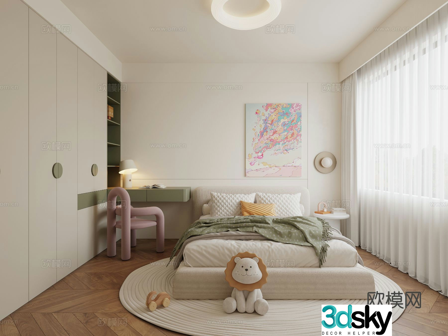Cream style children’s room 3D model of children’s room