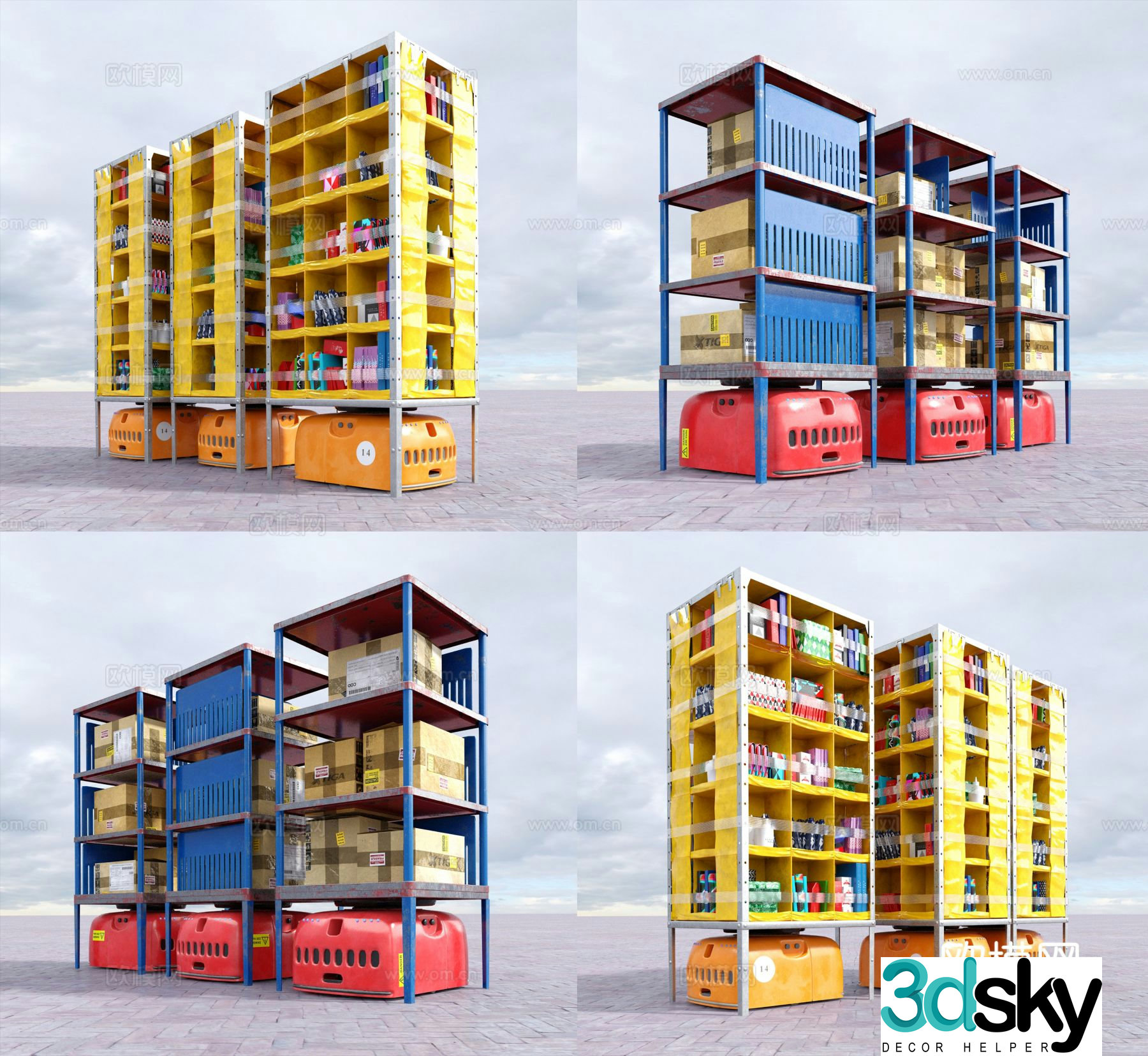 goods shelves warehouse goods groceries warehouse shelves 3d model