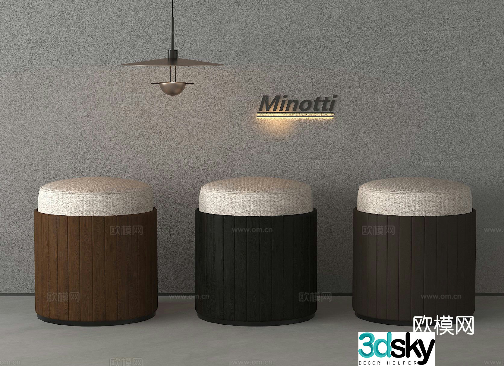 Stool round stool low stool shoe changing stool 3d model
