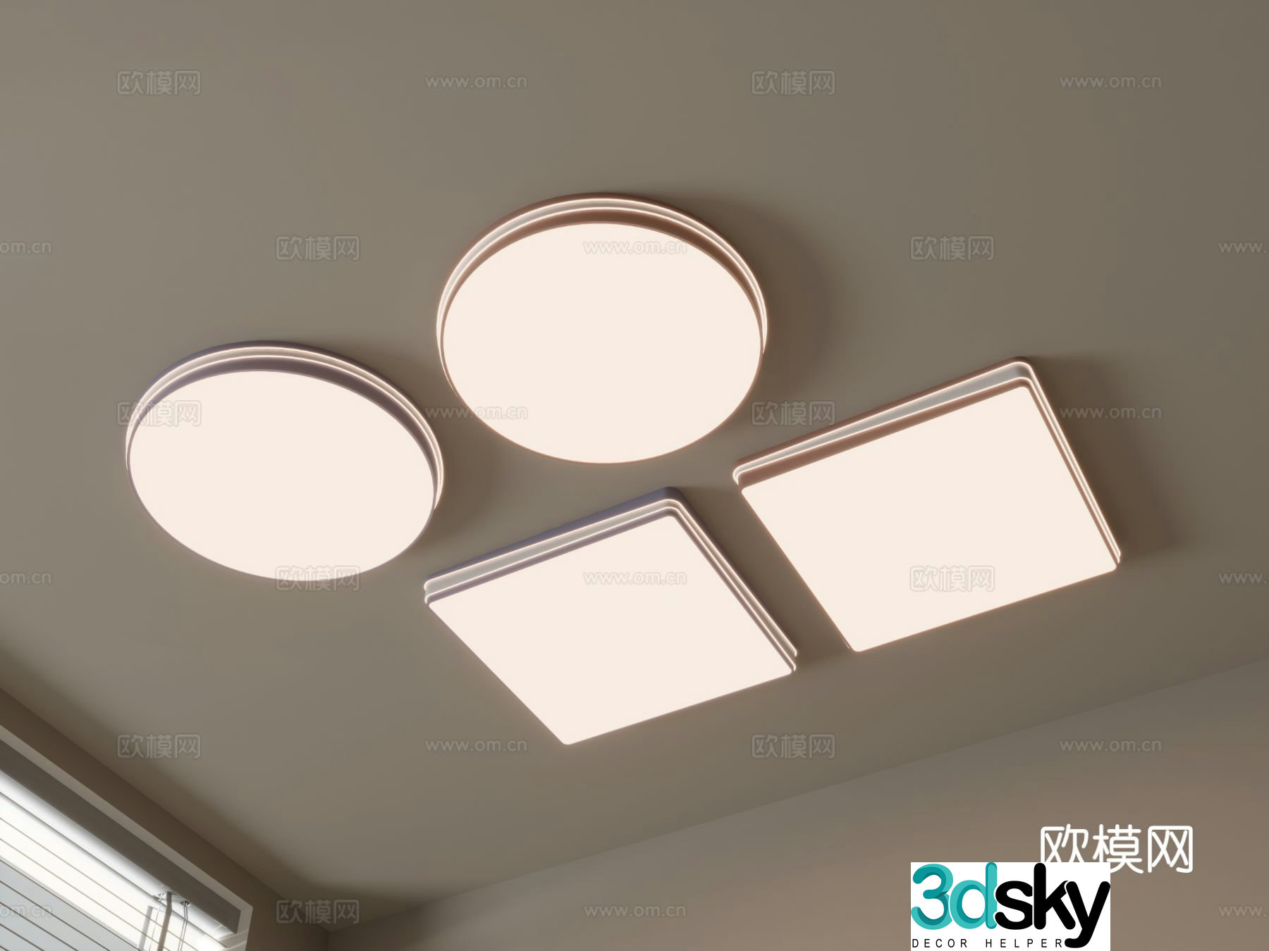 Geometric ceiling lamp bedroom lamp 3d model