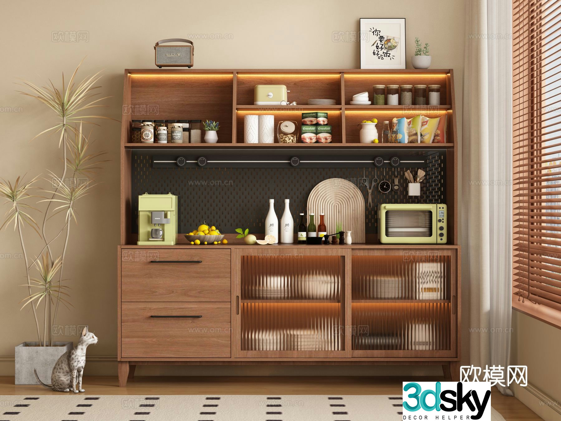 Medieval style sideboard 3d model