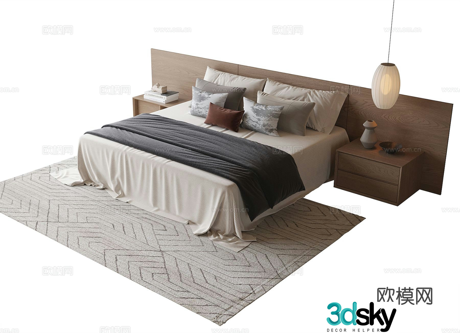 Modern double bed 3d model