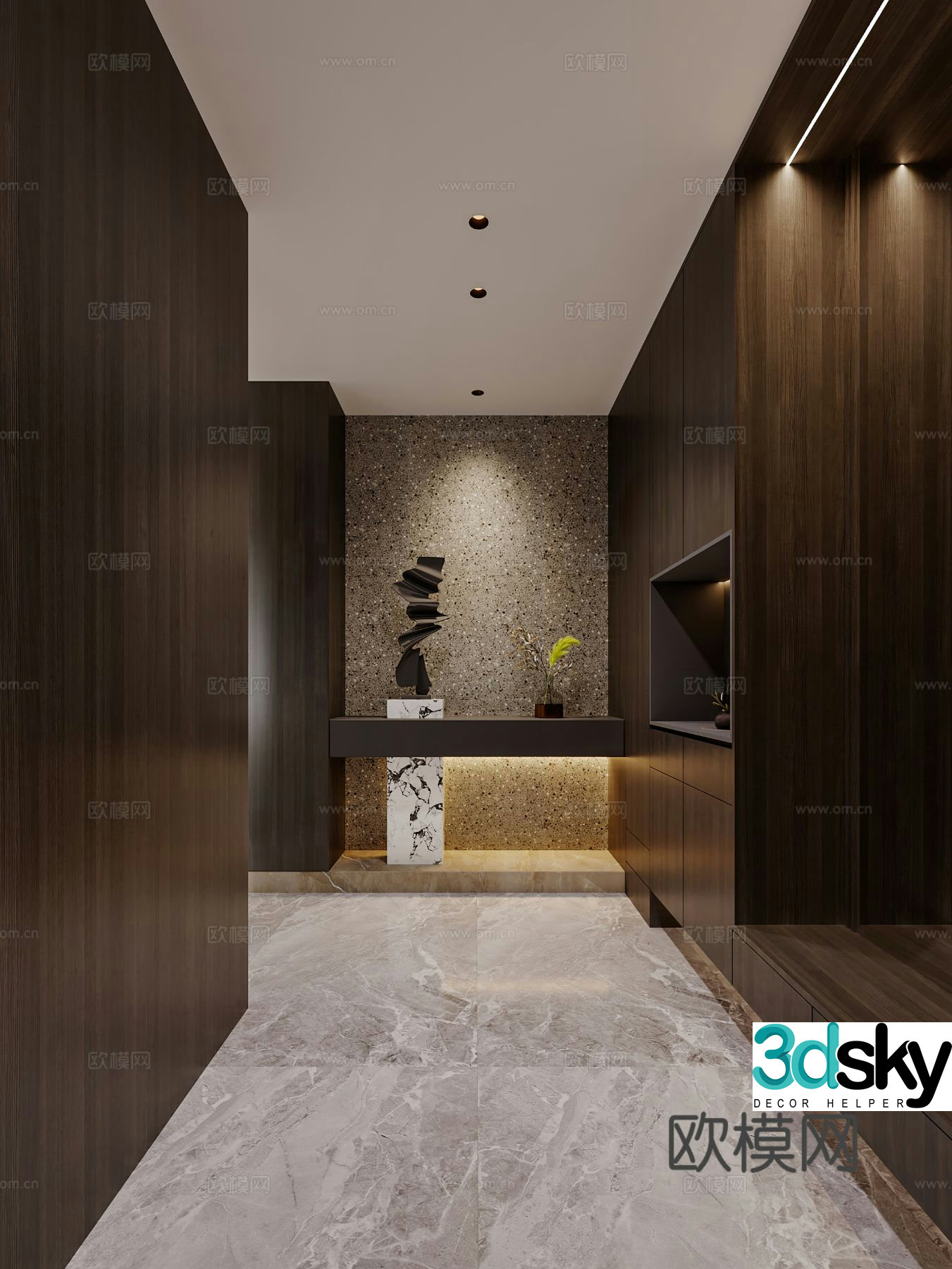 Italian style entrance hall decorative entrance aisle 3D model