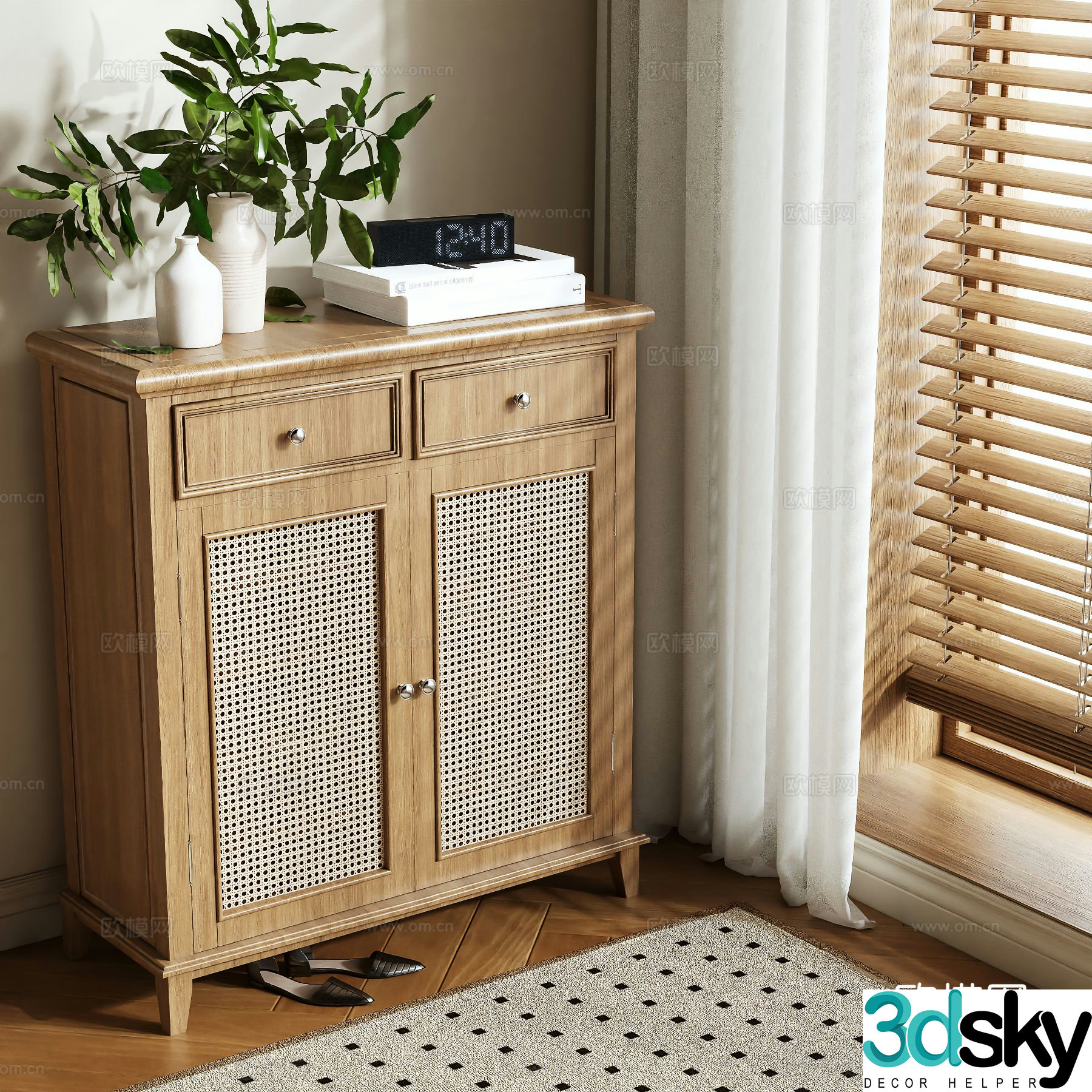 Log style shoe cabinet short shoe cabinet 3d model