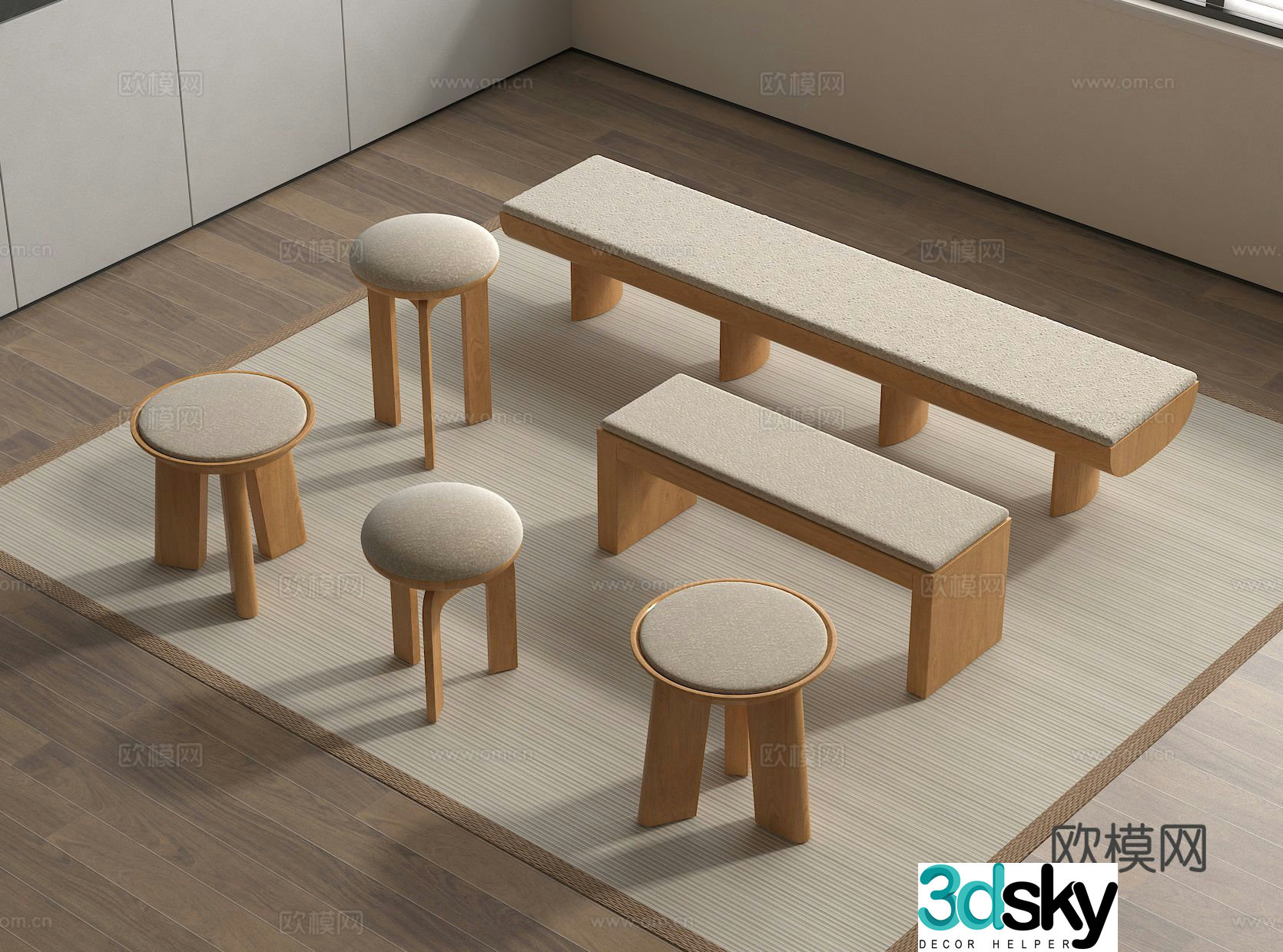 Stool round stool low stool bench 3d model