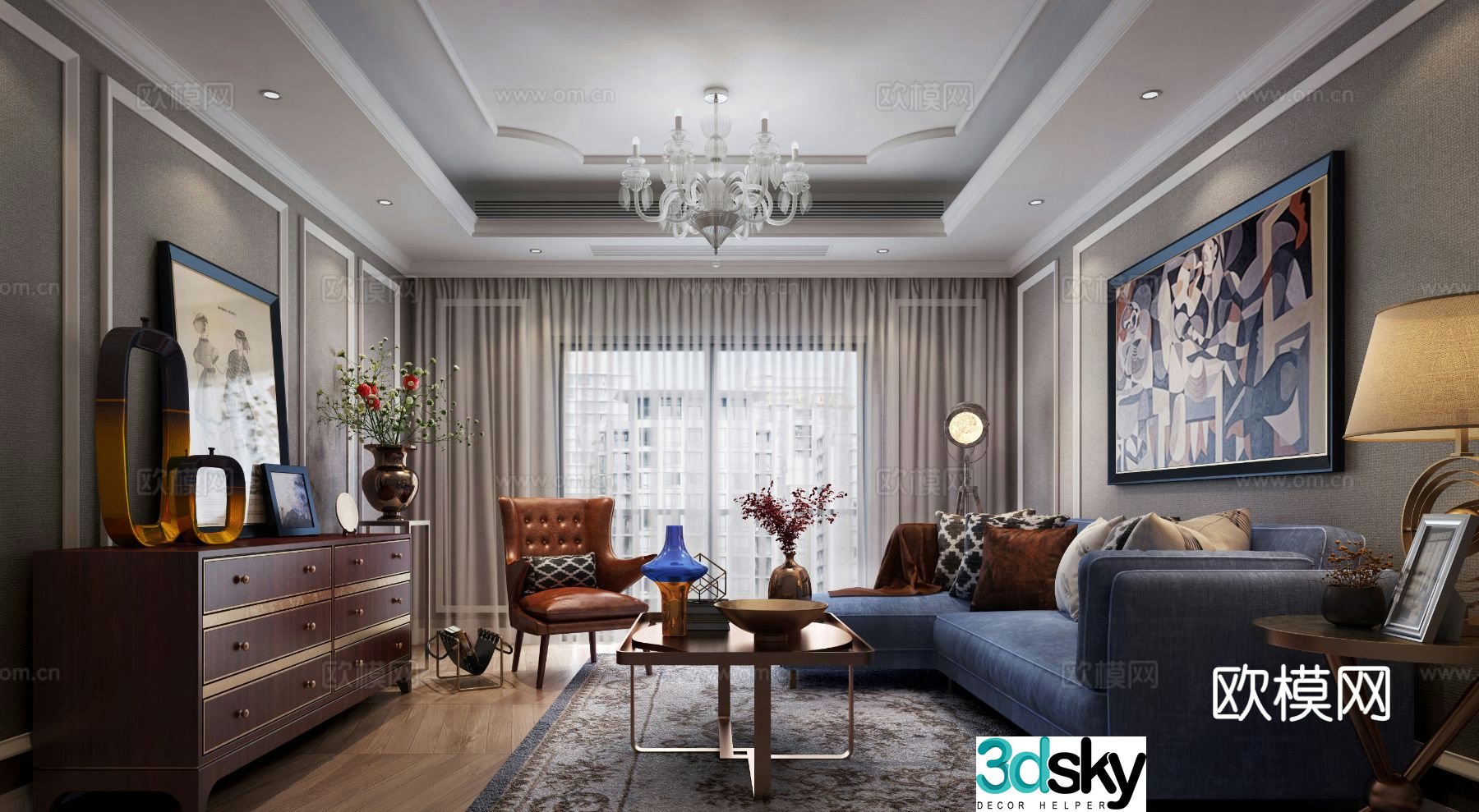 European style living room 3d model