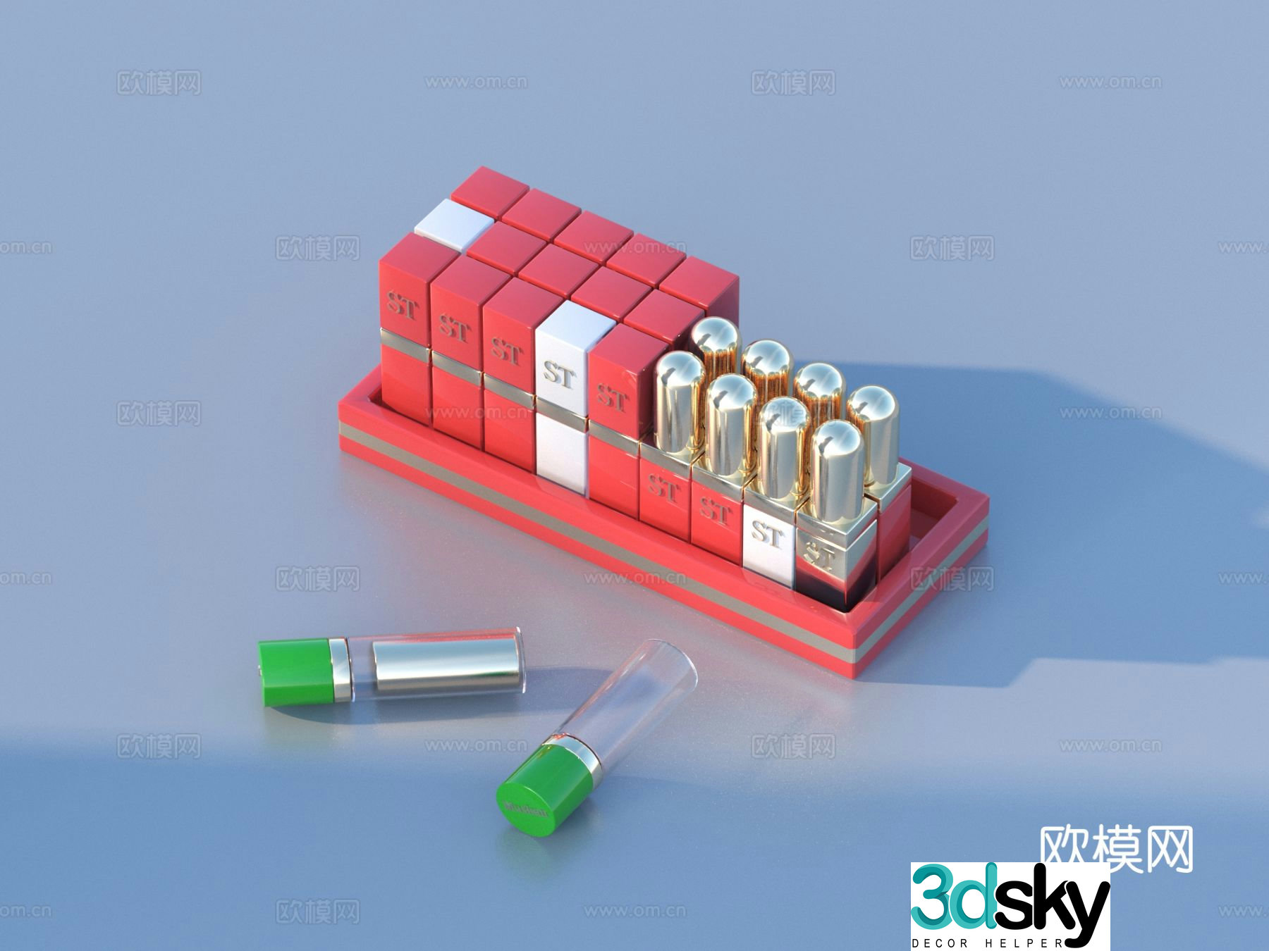 Perfume lipstick cosmetics 3d model