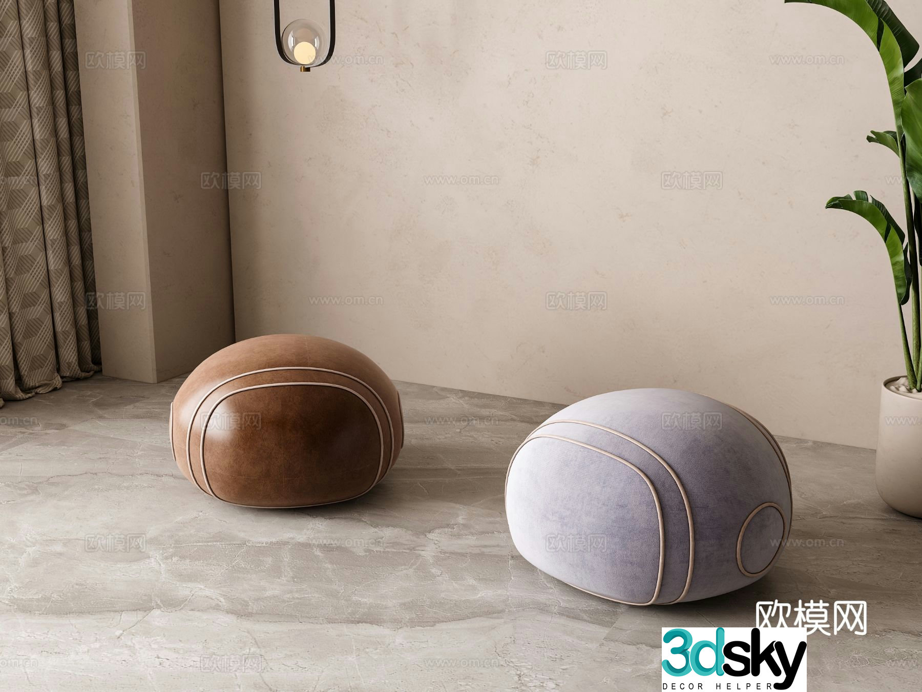 Modern lazy sofa bean bag sofa sofa stool 3d model