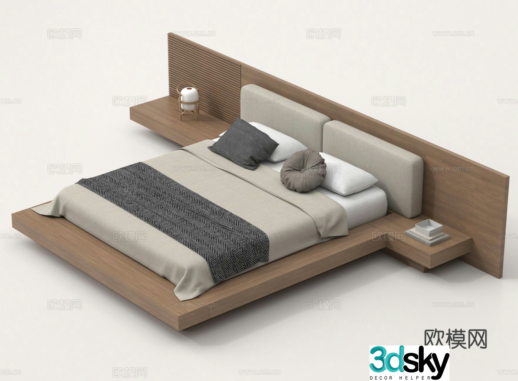 Modern double bed 3d model