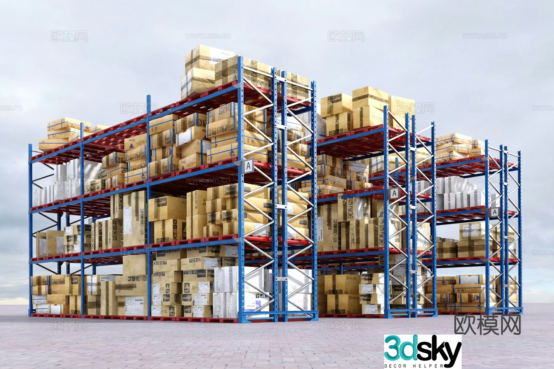 goods shelves warehouse goods warehouse shelves 3d model