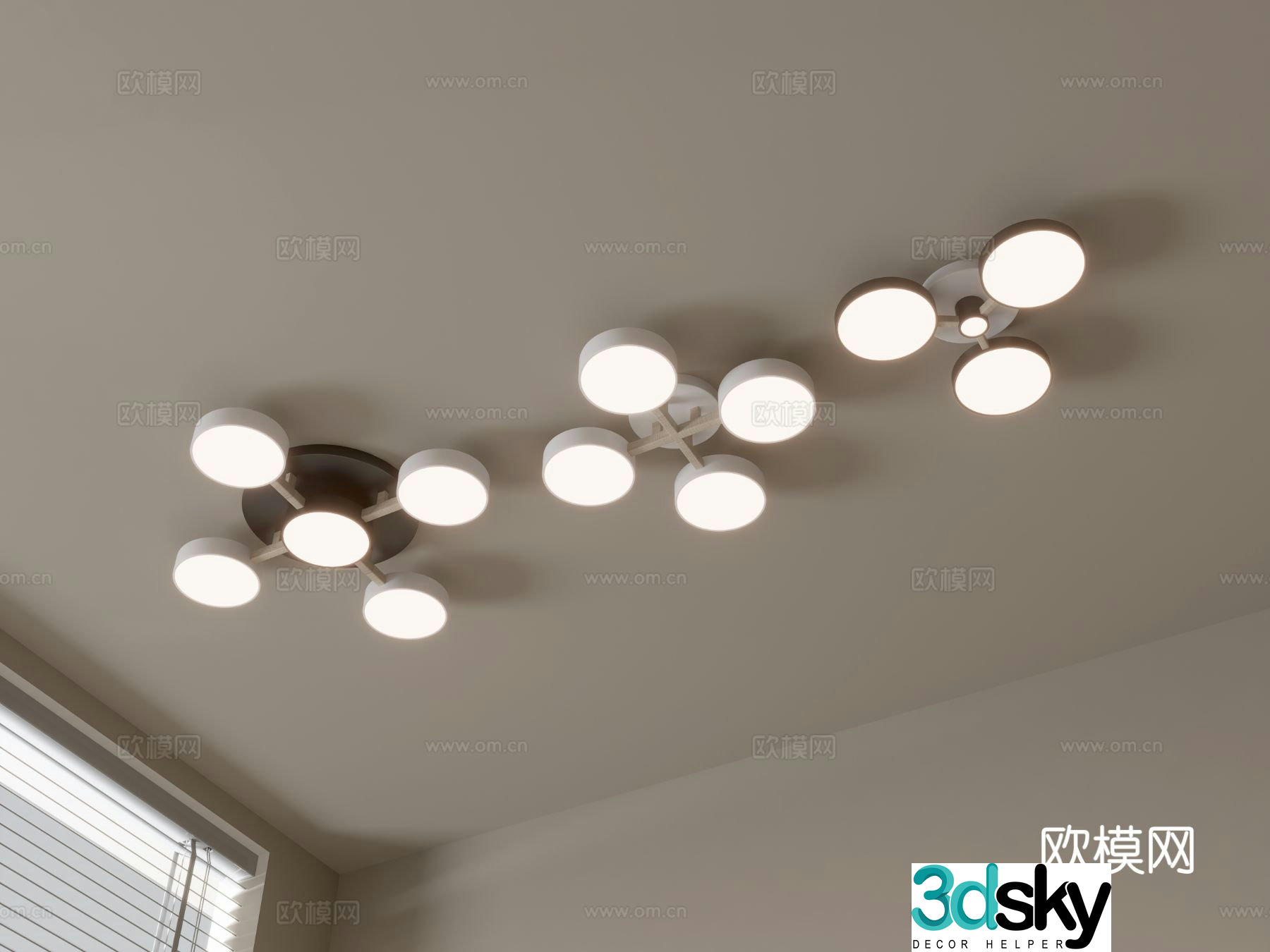 Geometric ceiling lamp bedroom lamp 3d model