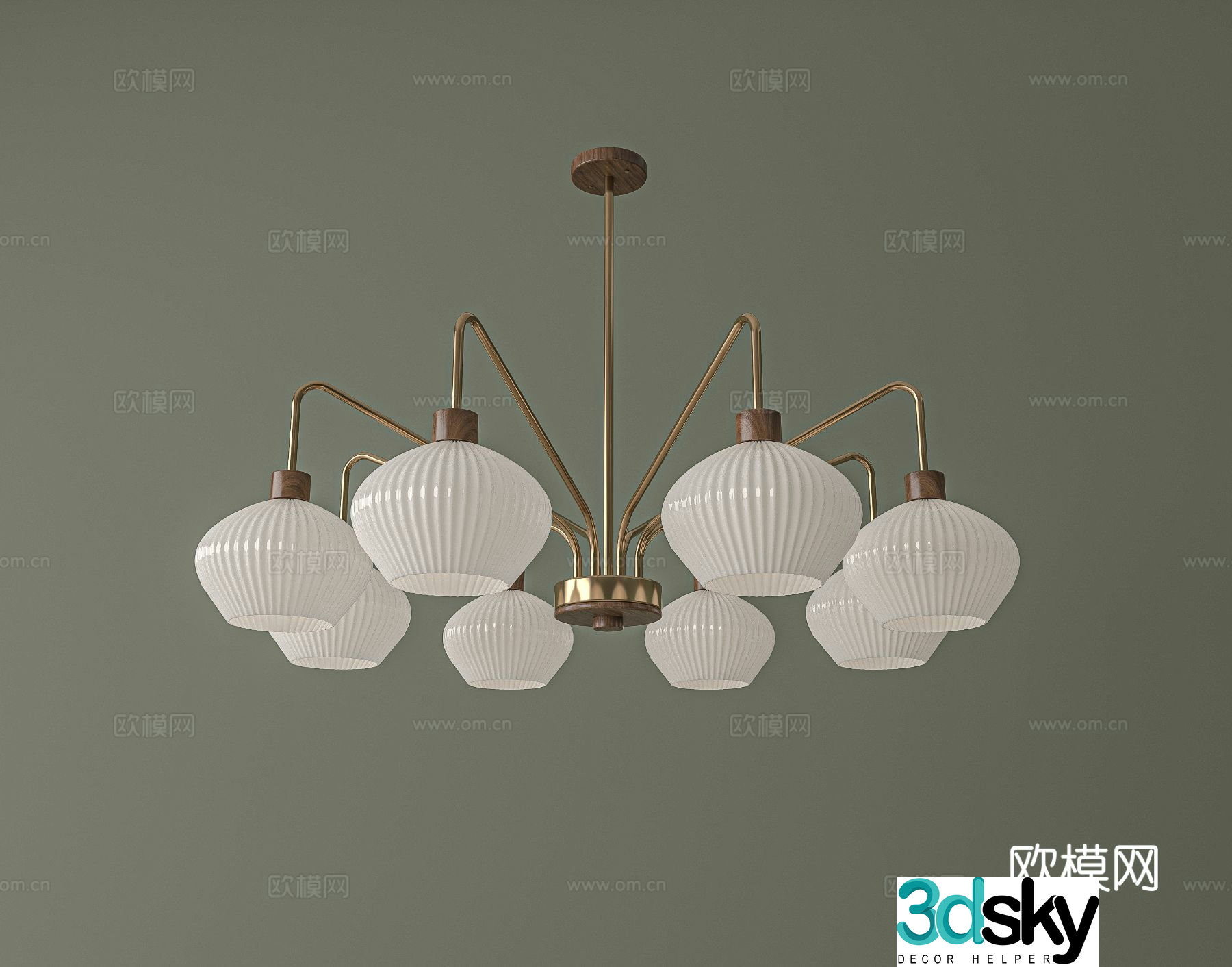 Nordic multi-head chandelier 3d model