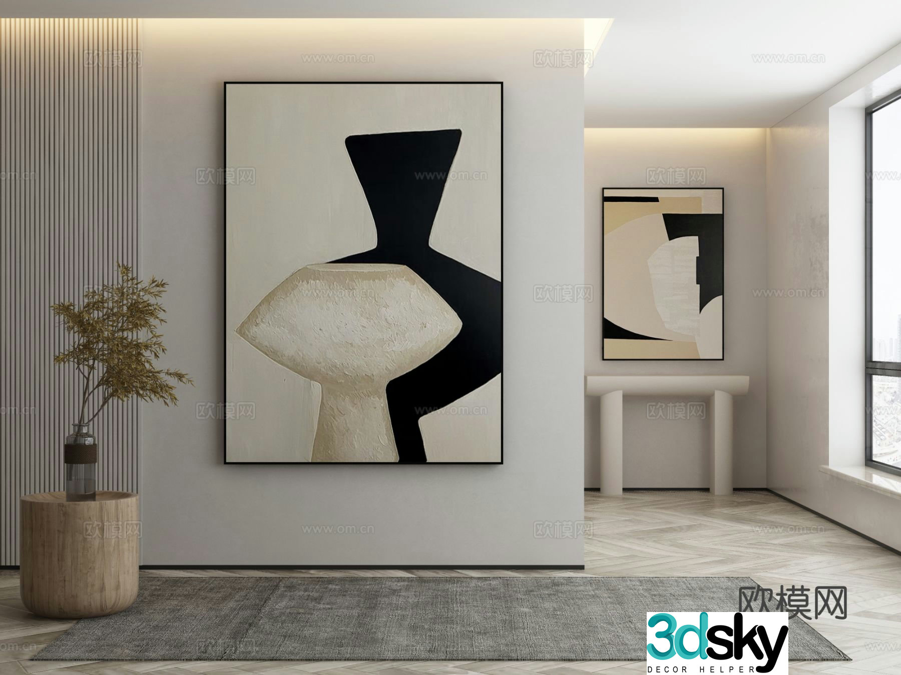 Modern decorative painting abstract hanging painting 3d model