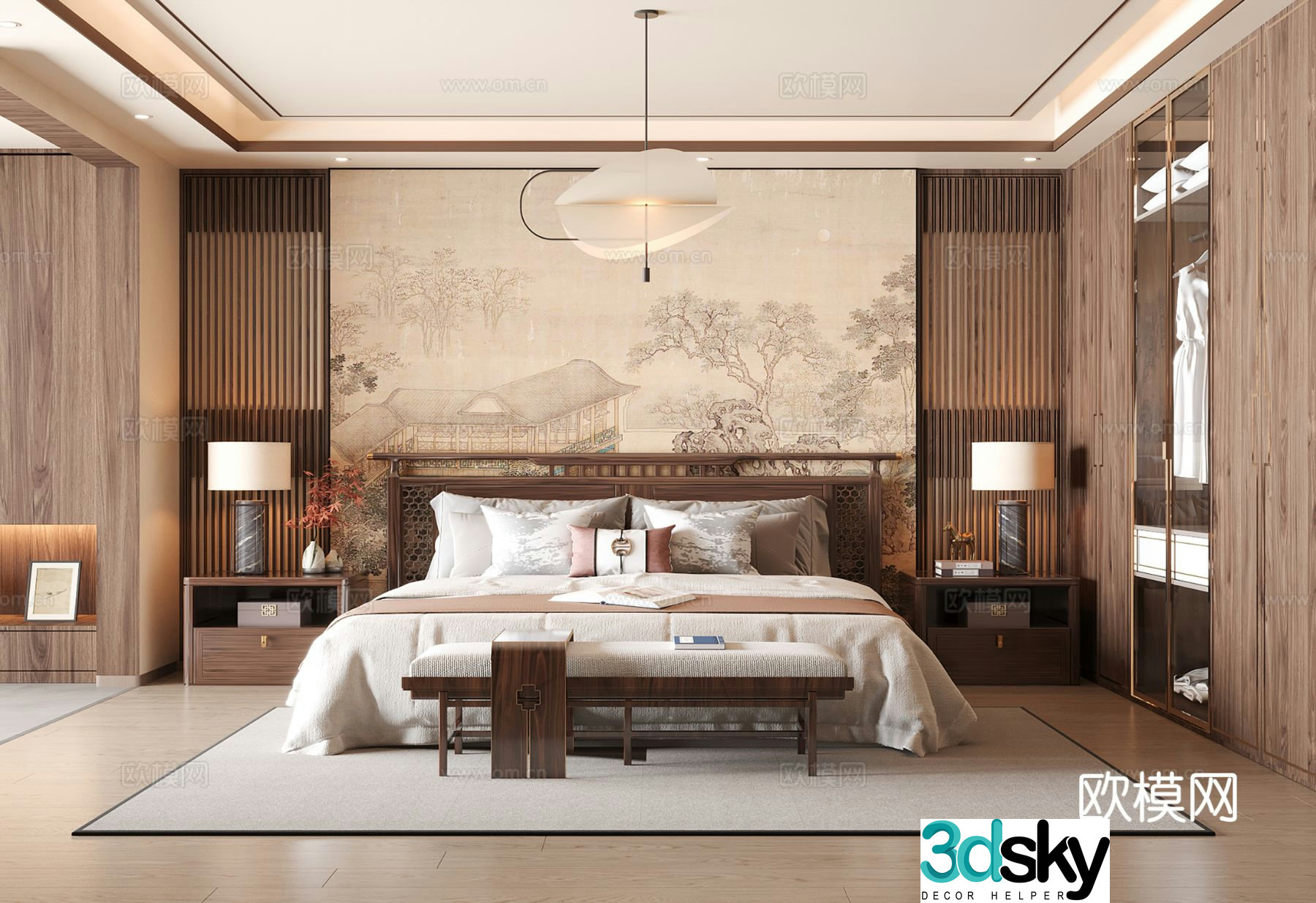 New Chinese style bedroom master bedroom 3d model