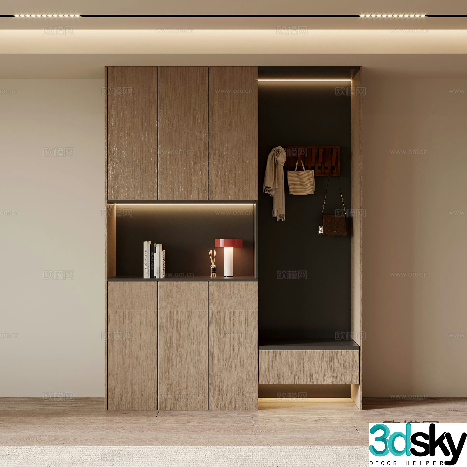 Italian style entrance shoe cabinet 3D model