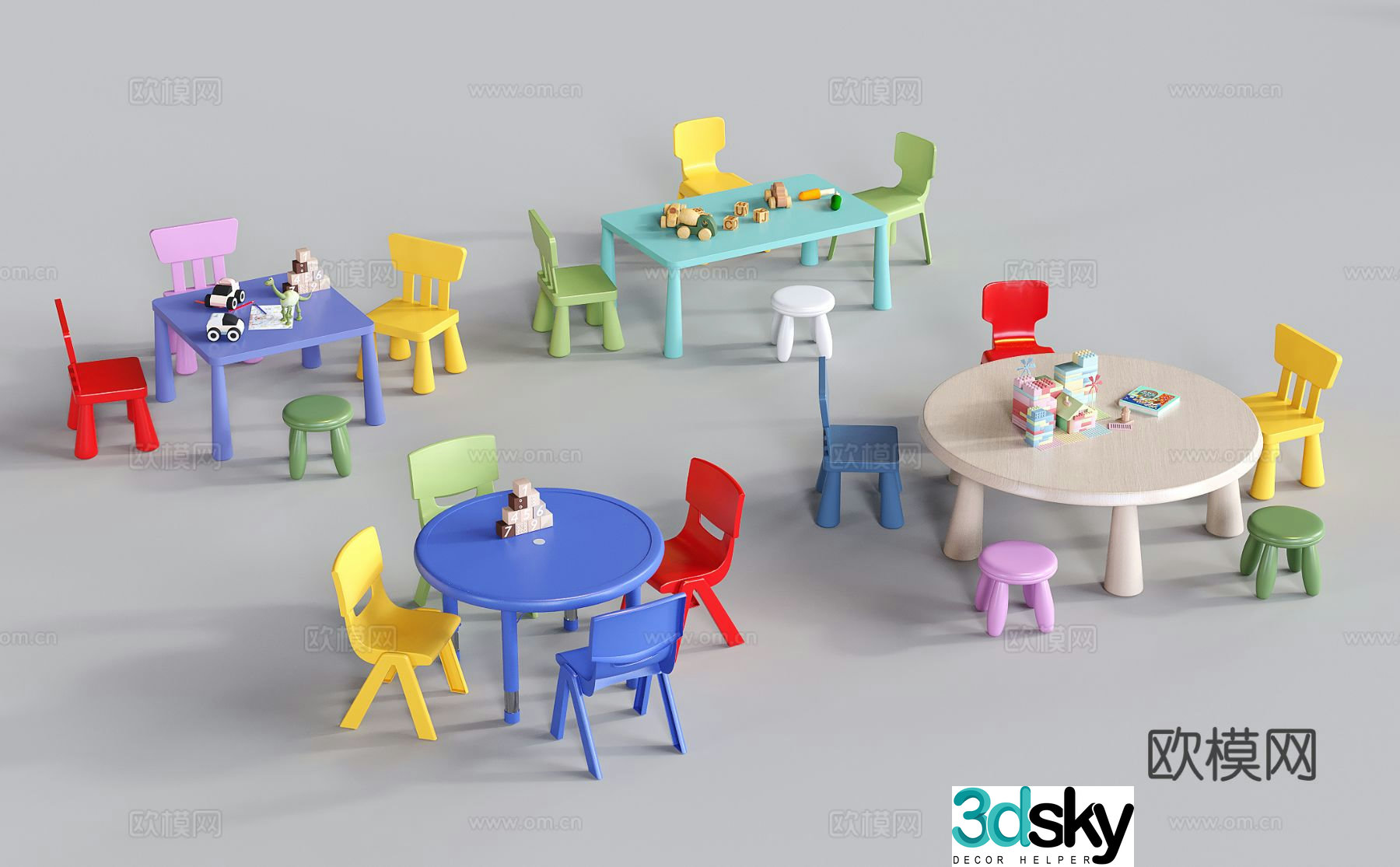 Children’s tables and chairs game tables and chairs 3d model