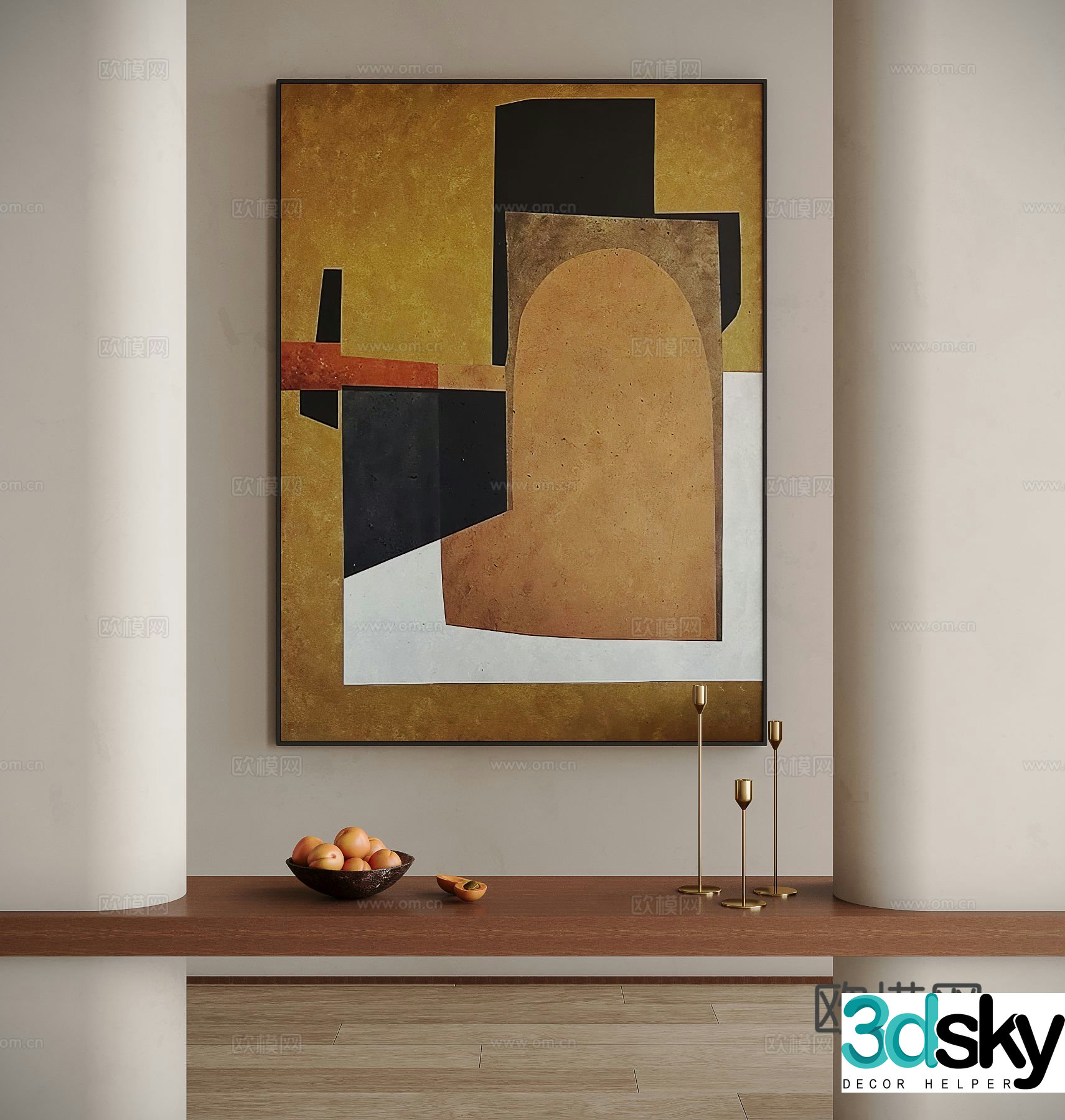 Medieval style decorative painting retro painting hanging painting 3D model