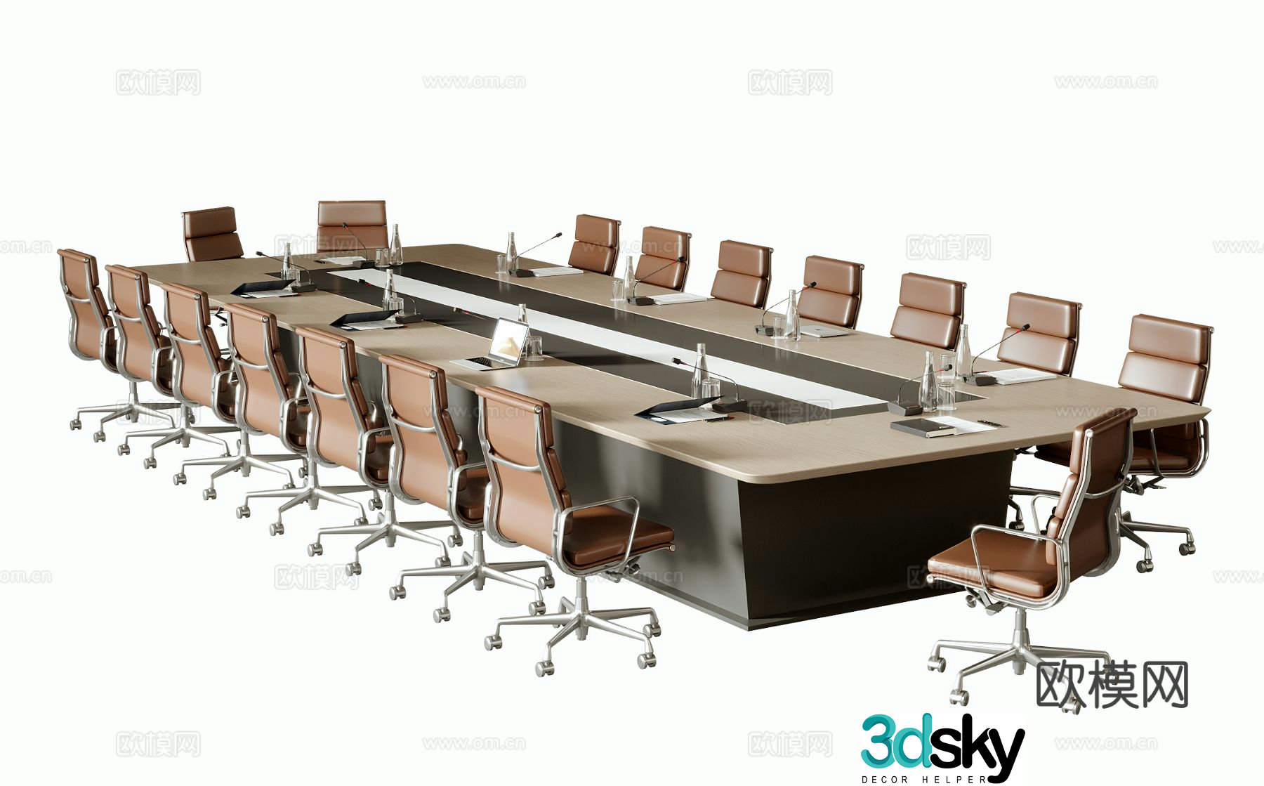 Modern conference table and chairs 3d model