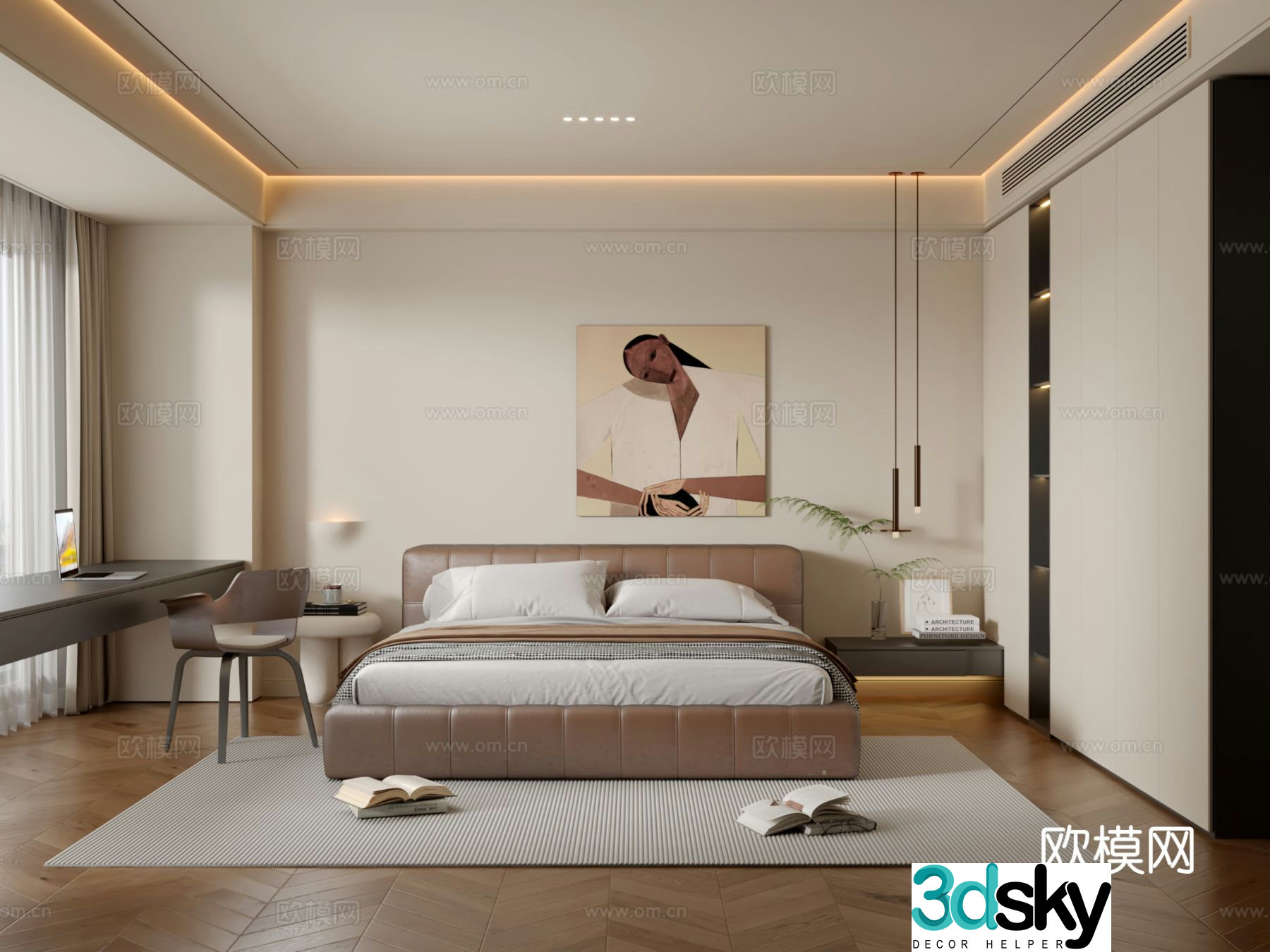 Modern bedroom second bedroom 3d model