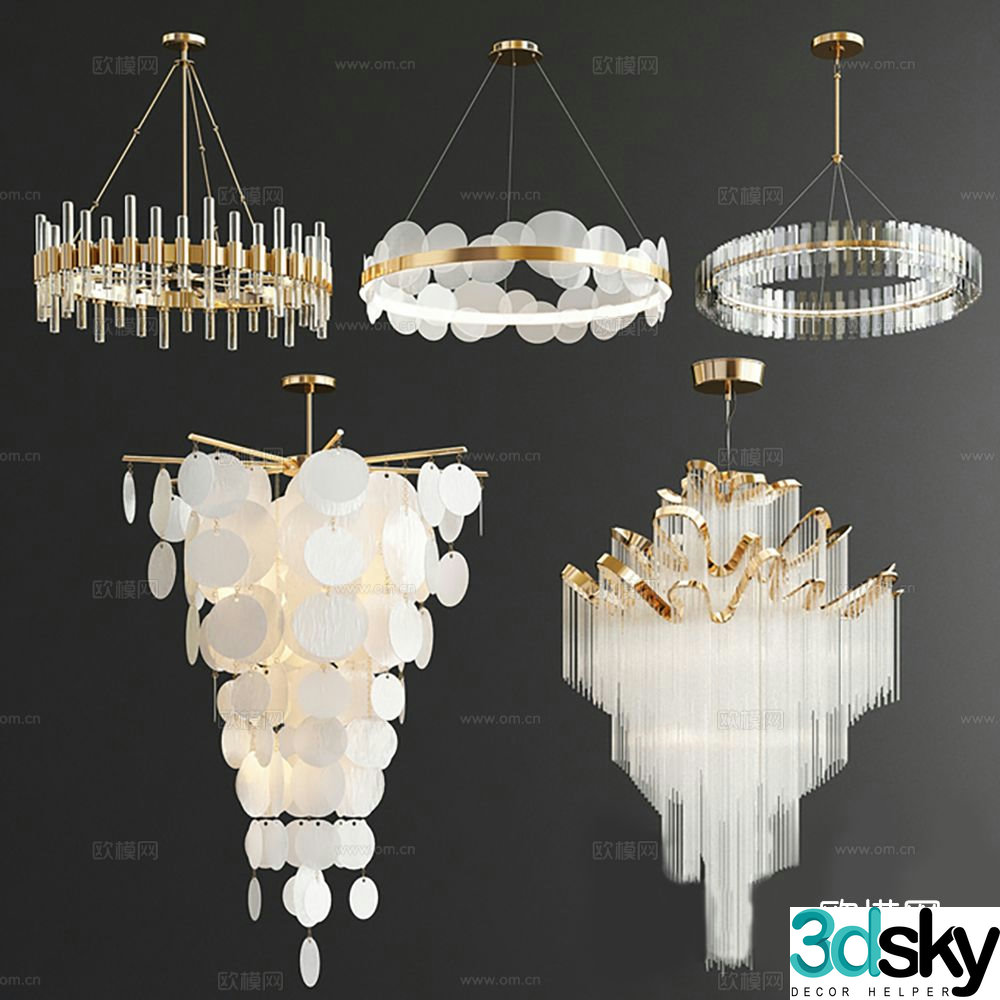 Light luxury chandelier hall chandelier 3d model