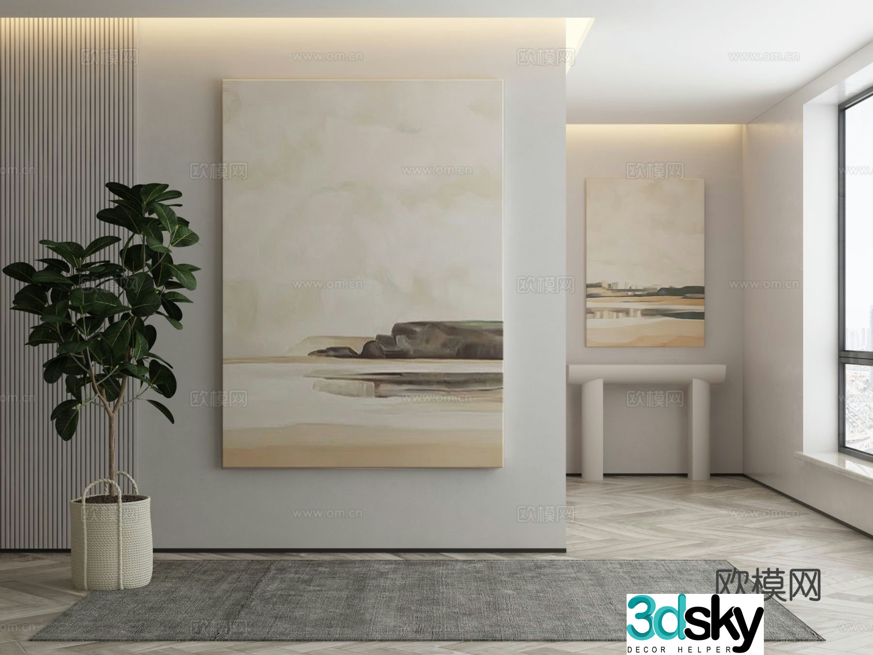Modern decorative painting landscape hanging painting 3d model
