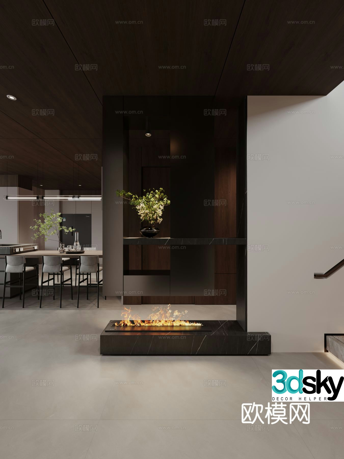 Italian-style entrance hall hallway 3D model