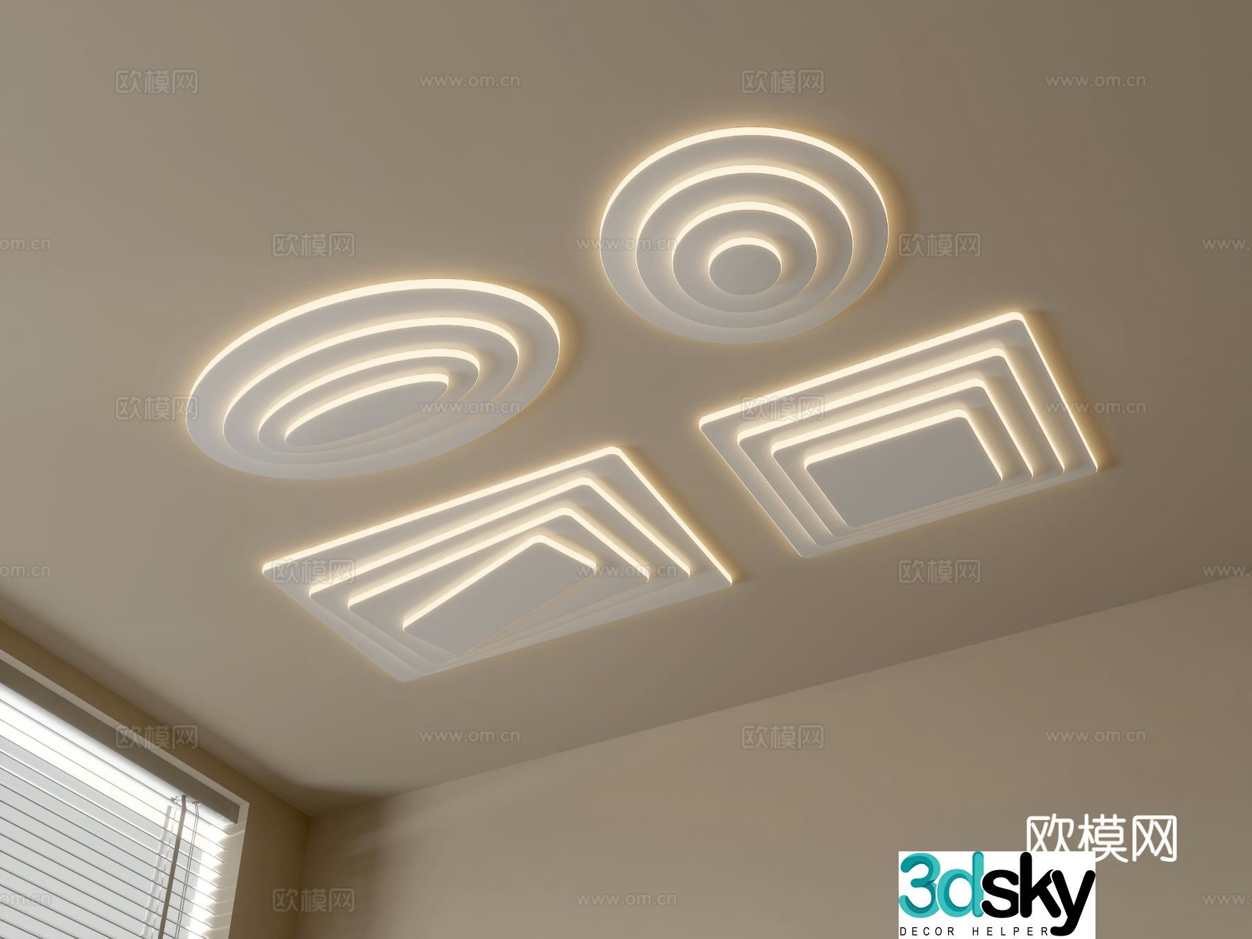 Geometric ceiling lamp bedroom lamp artistic lamp fashionable living room lamp 3D model