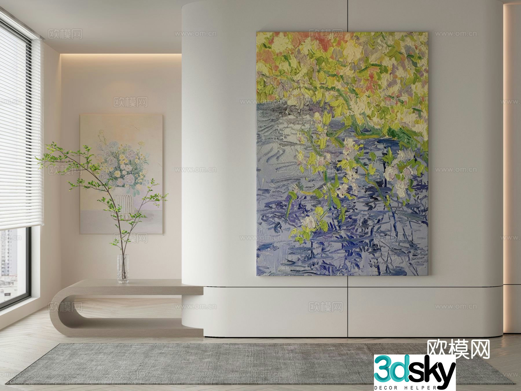 Modern decorative painting flower oil painting 3d model