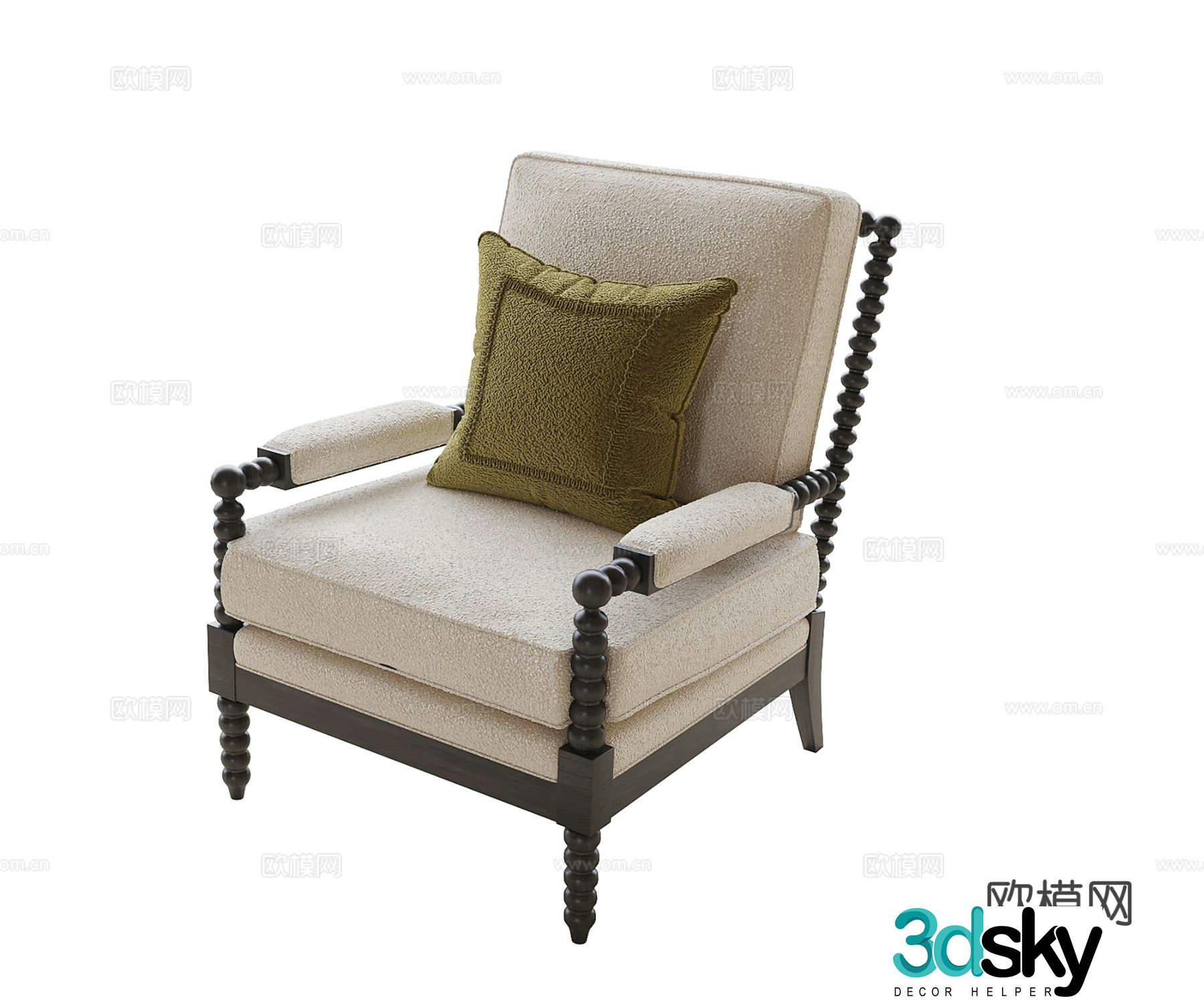 French chair lounge chair 3d model