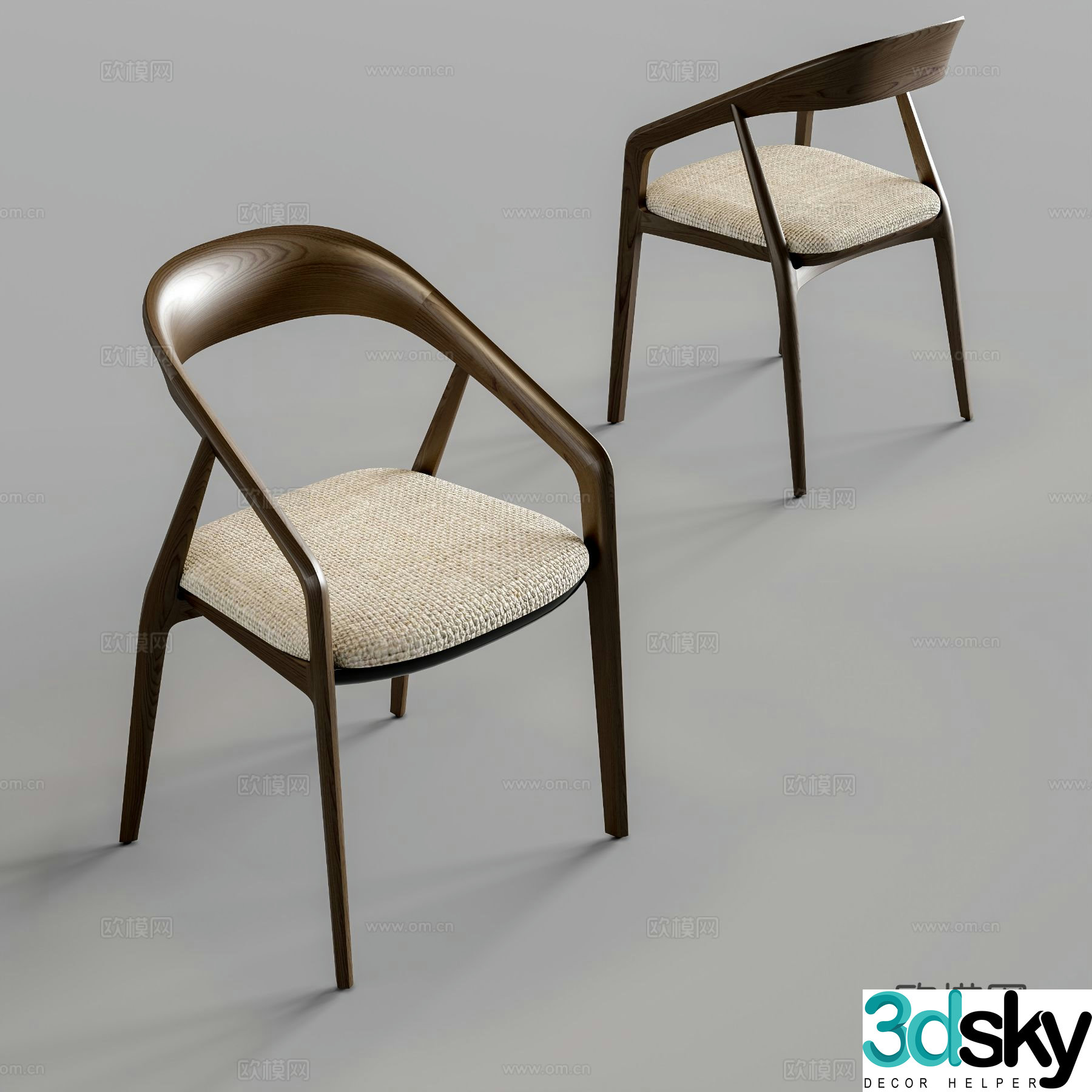 Modern single chair dining chair 3d model