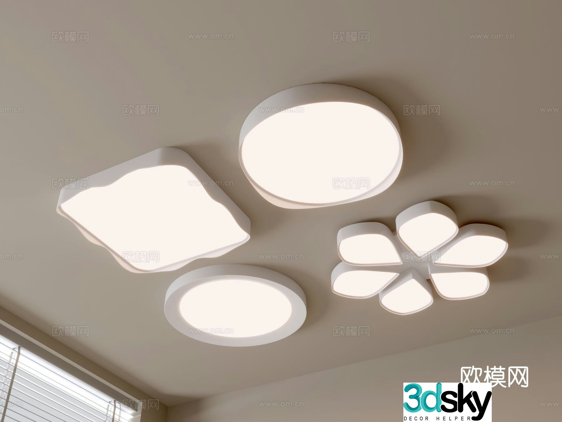 Cream style ceiling lamp 3d model
