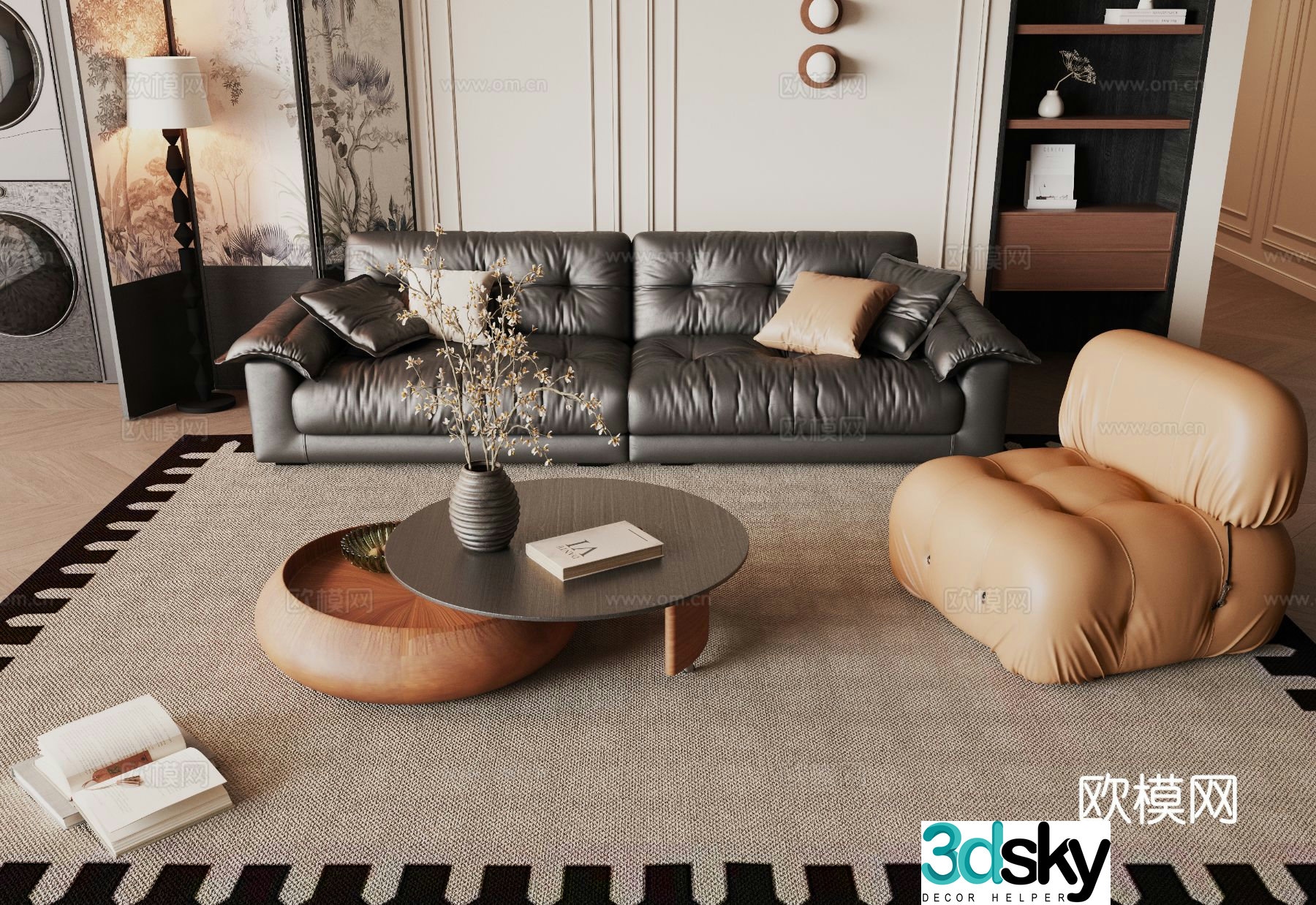 Medieval style modular sofa 3D model