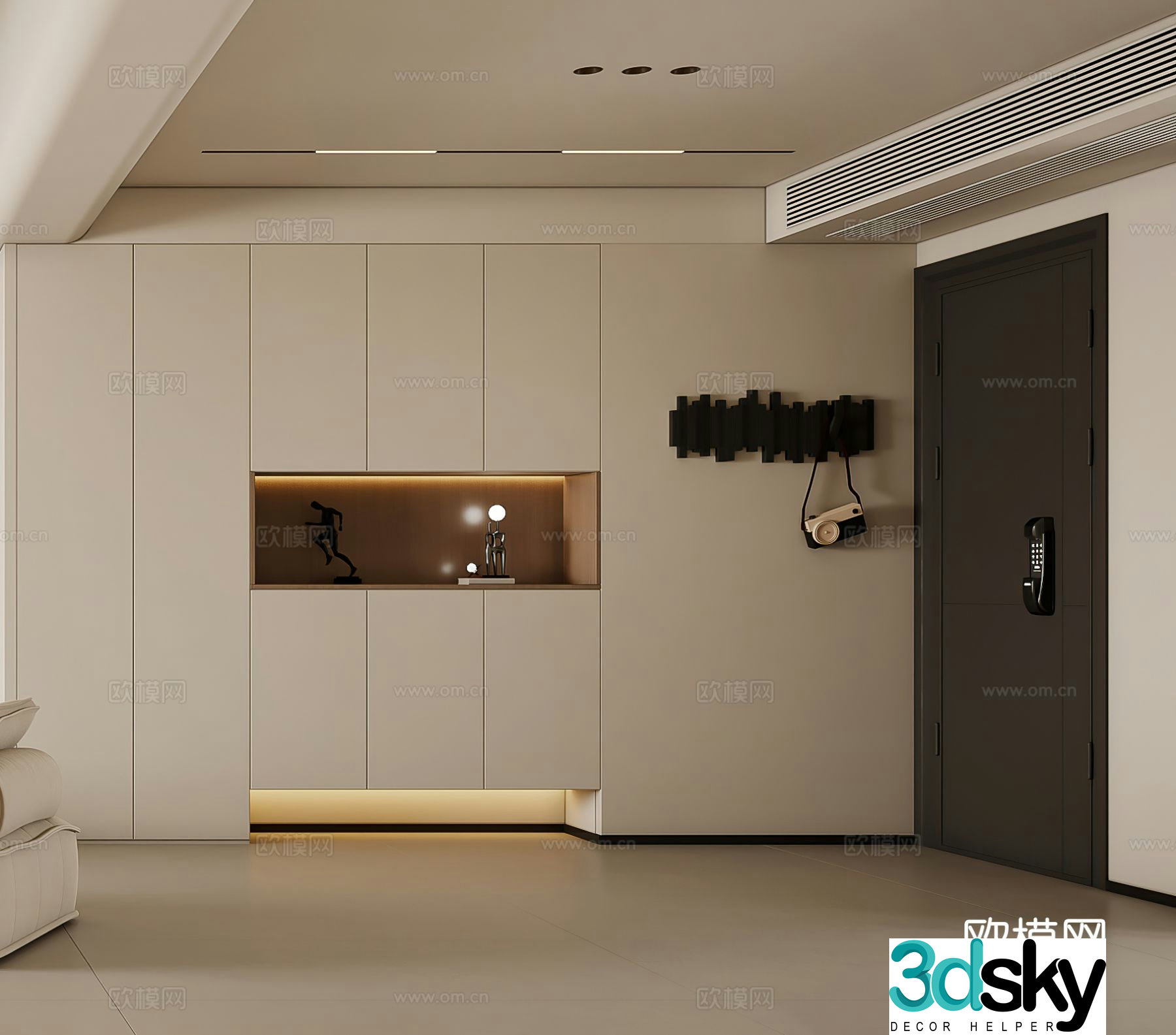 Modern entrance shoe cabinet 3d model