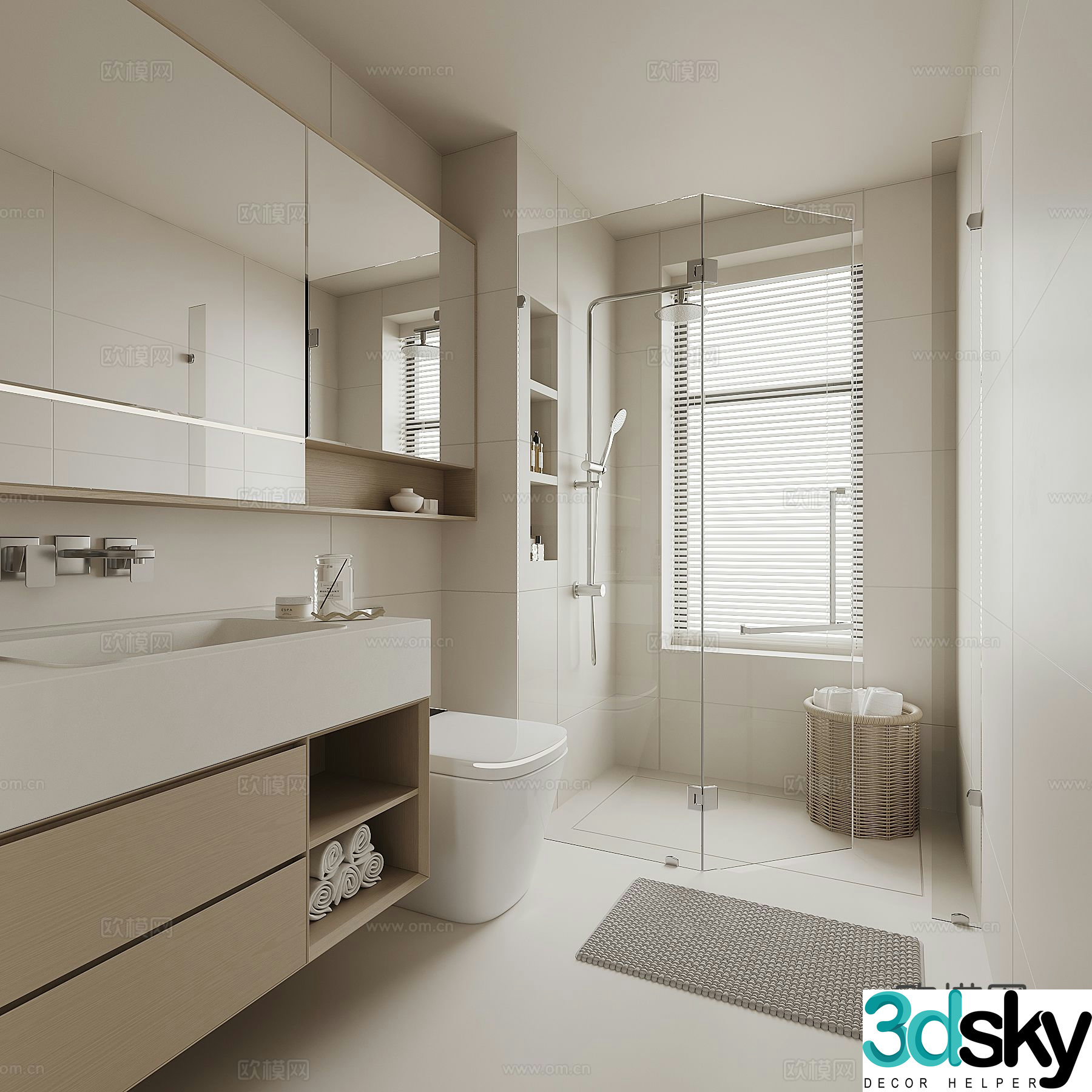 Cream style bathroom bathroom 3d model